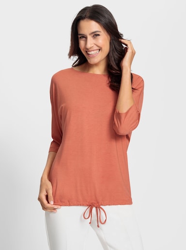 Fledermausshirt aus Viskose-Stretch-Qualität - papaya