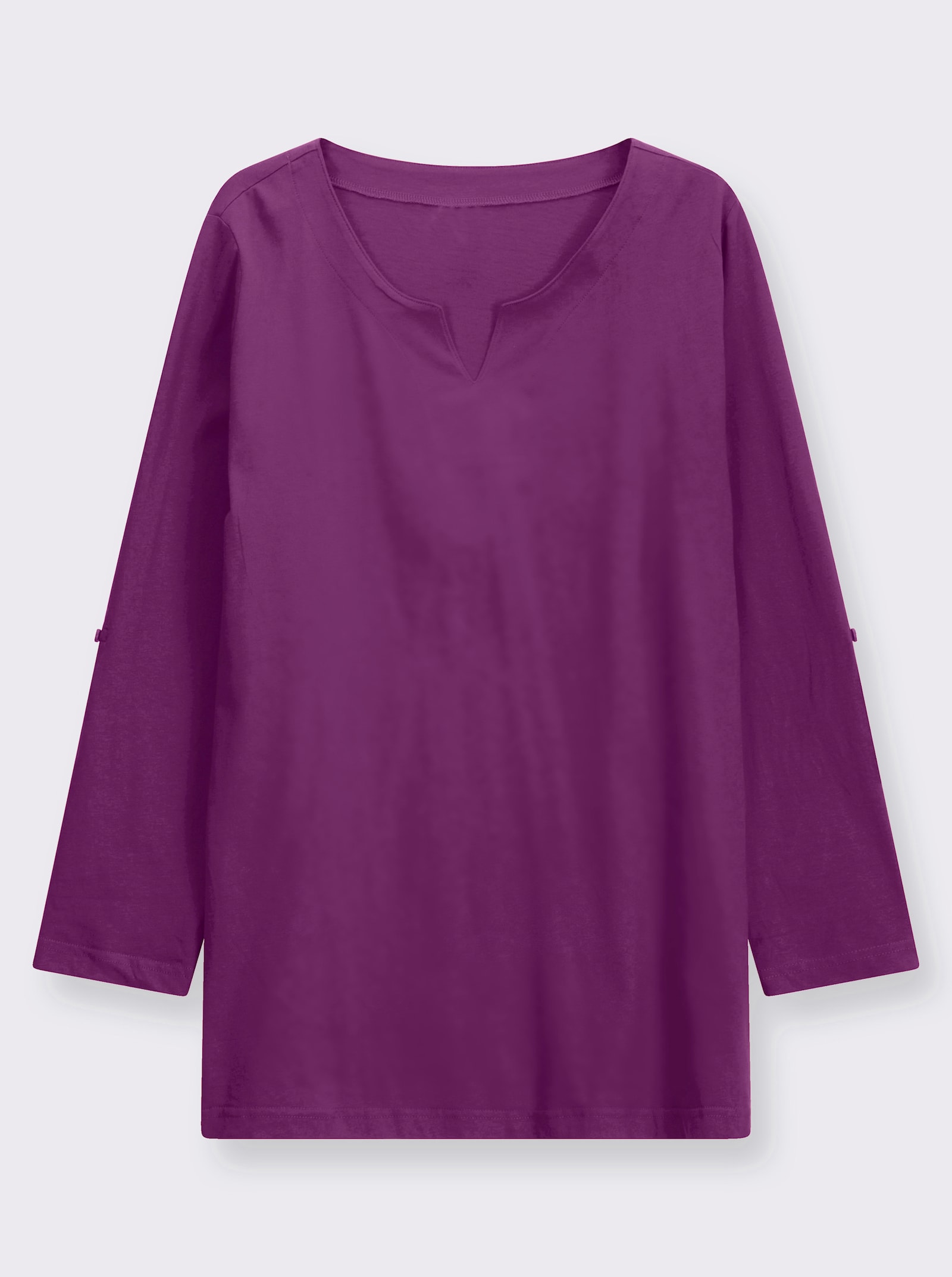 Longshirt mit Ärmeln zum Krempeln - brombeer