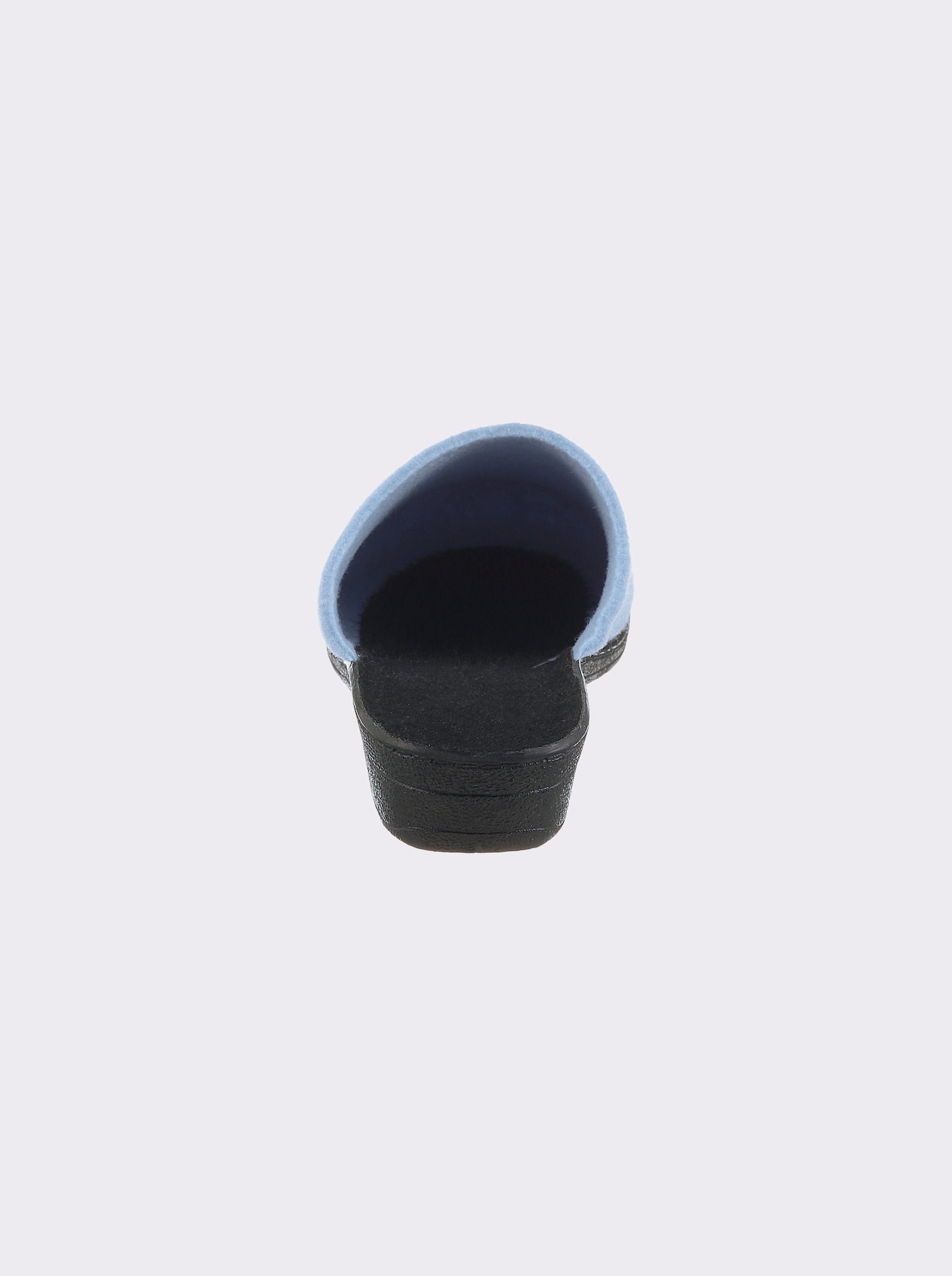 Pantoffel mit Keilabsatz, Filz - bleu