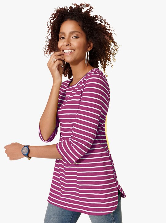 Longshirt - magenta-geringelt