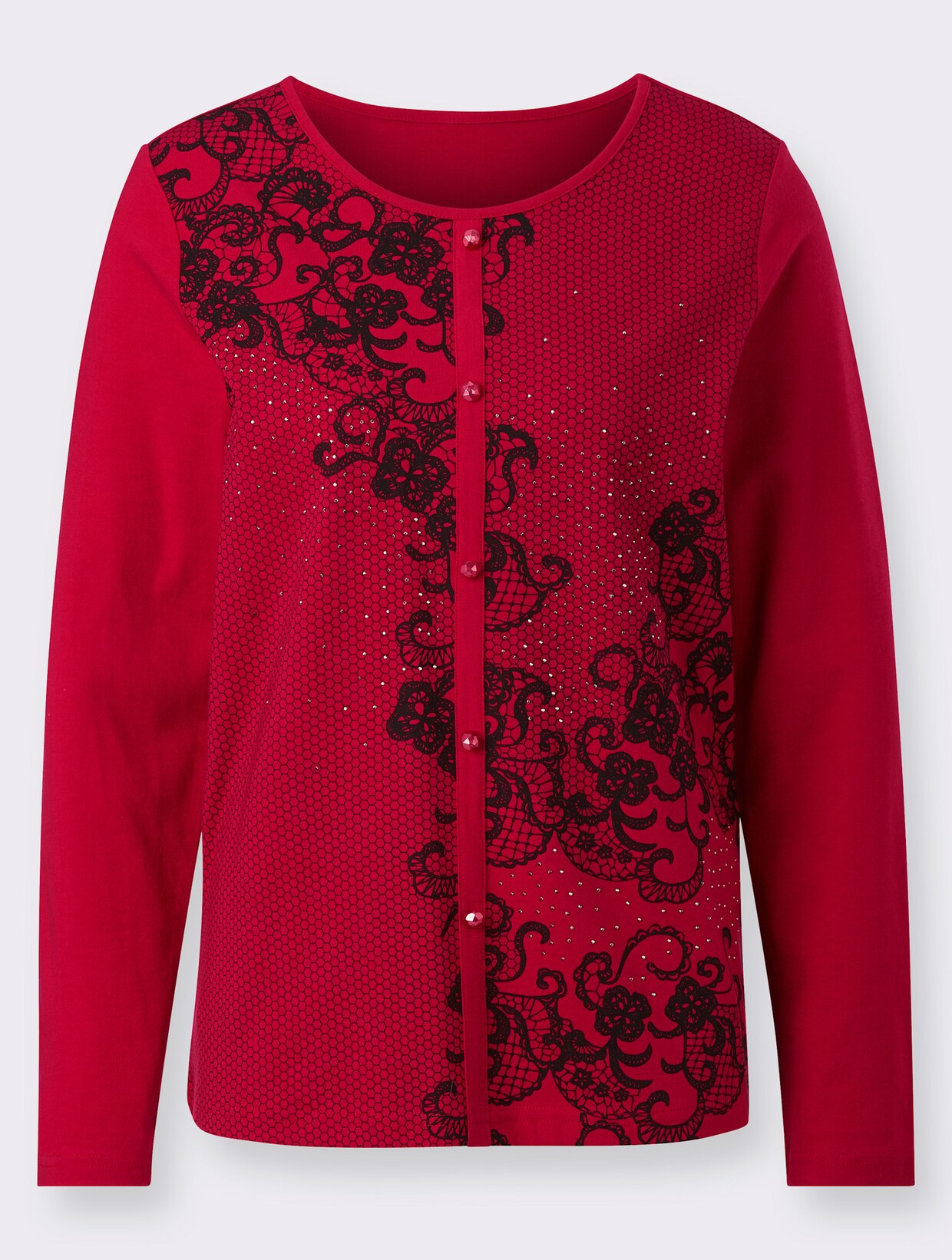 Shirt met lange mouwen - rood/zwart geprint