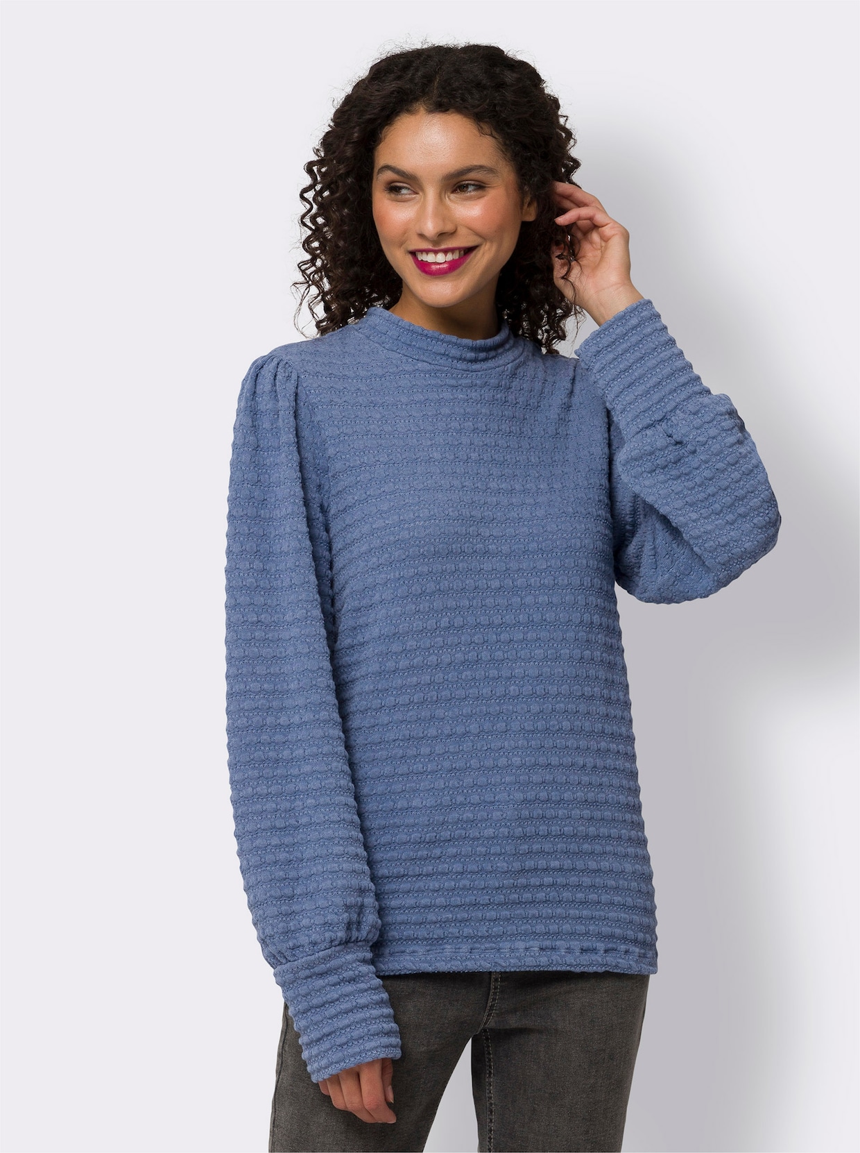 heine Shirt met lange mouwen - middenblauw