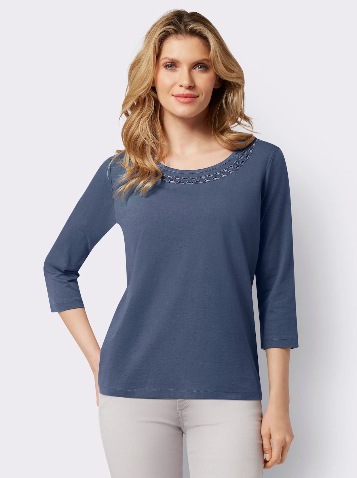 3/4-Arm-Shirt - rauchblau