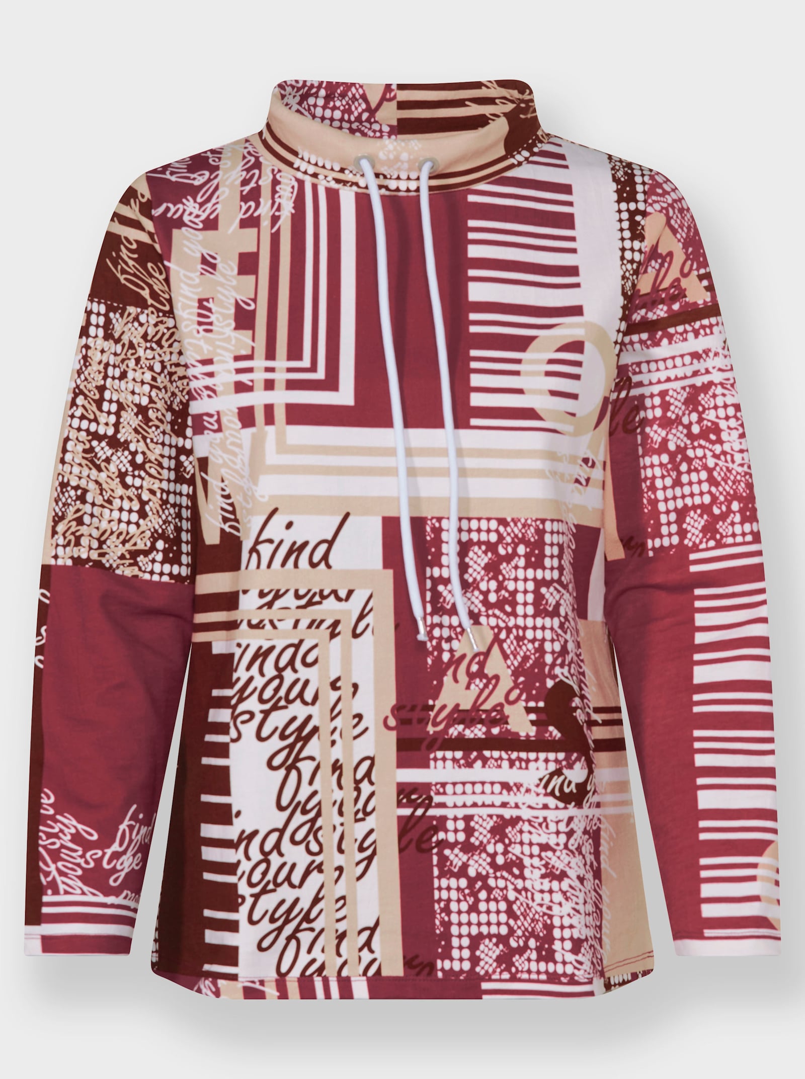 Sweatshirt met print - kers/wit geprint