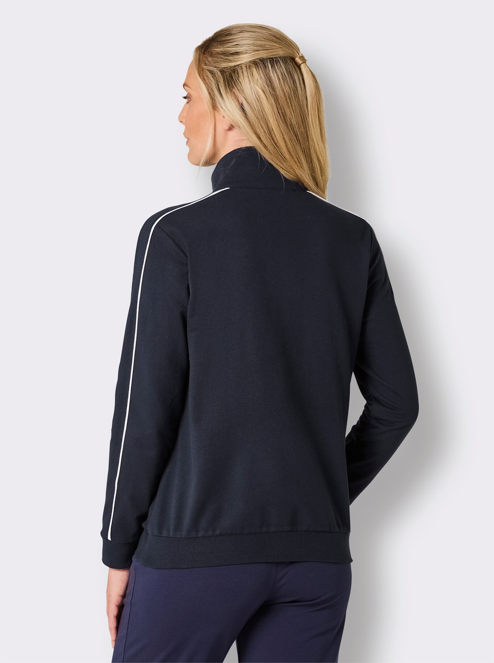 feel good Langarmshirt mit Zipper - marine-weiß