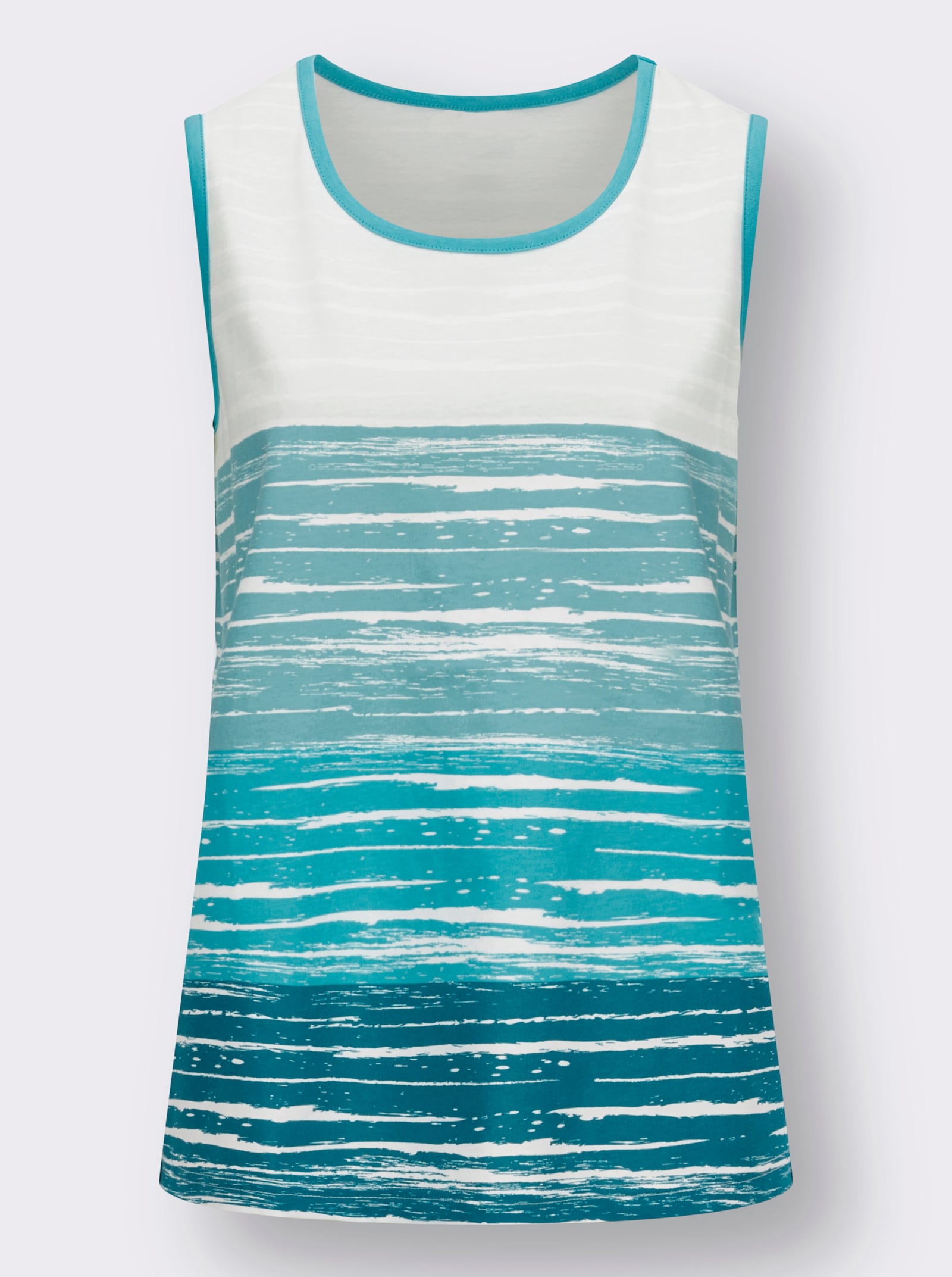 Shirttop in A-Form - türkis-zartmint-bedruckt