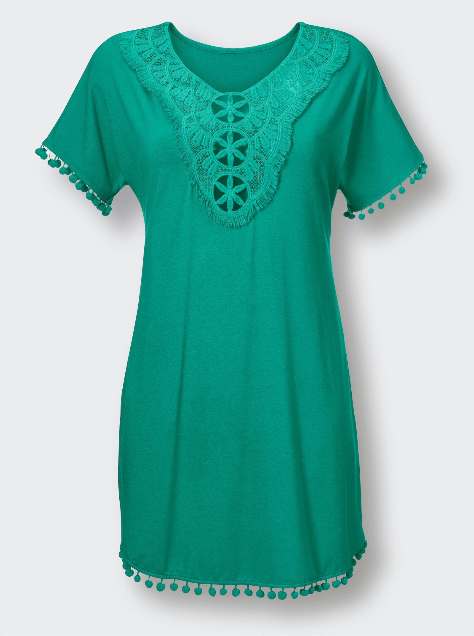 pastunette Strandtunika mit Bommeln - blaugrün