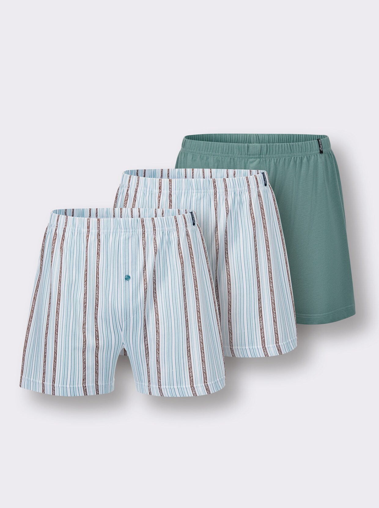 KINGsCLUB Boxershorts - 2x jade-gestreift + 1x jade