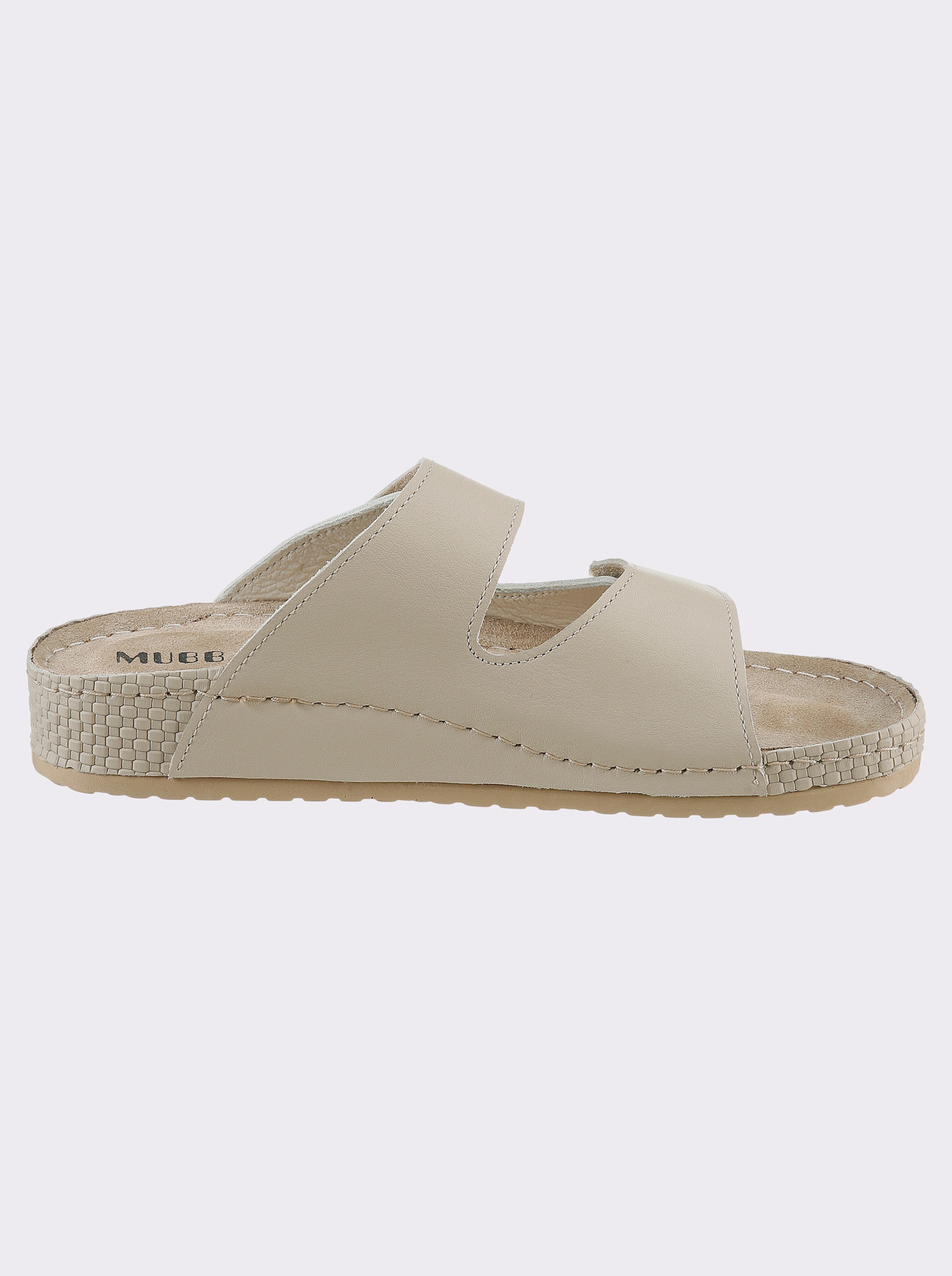 Mubb Pantolette mit Leder-Memory-Fußbett - beige