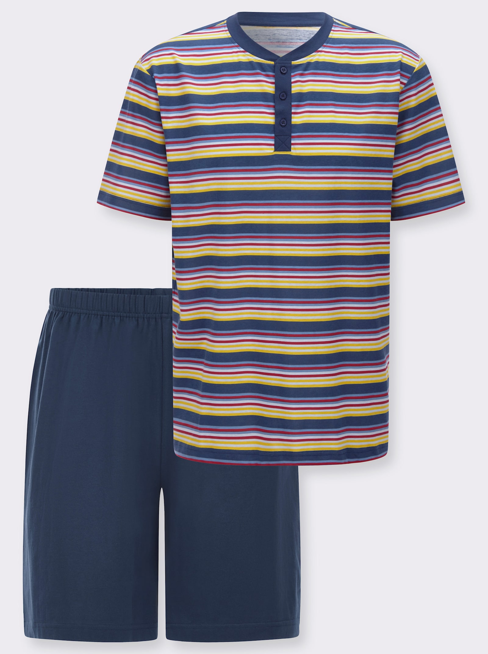 Shorty mit kurzer Knopfleiste - dunkelblau-geringelt