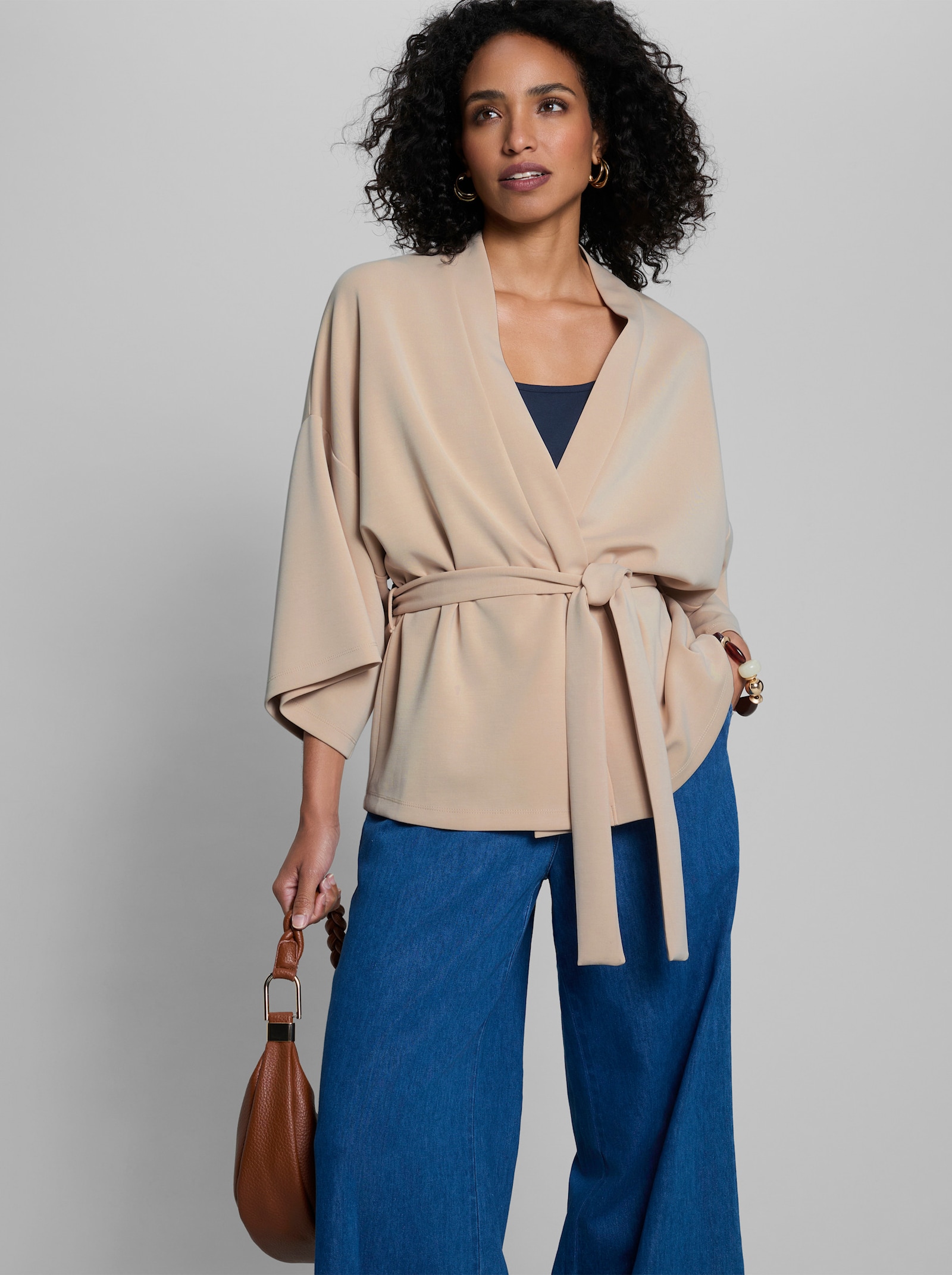 heine Shirtjacke im Kimono-Look - sand