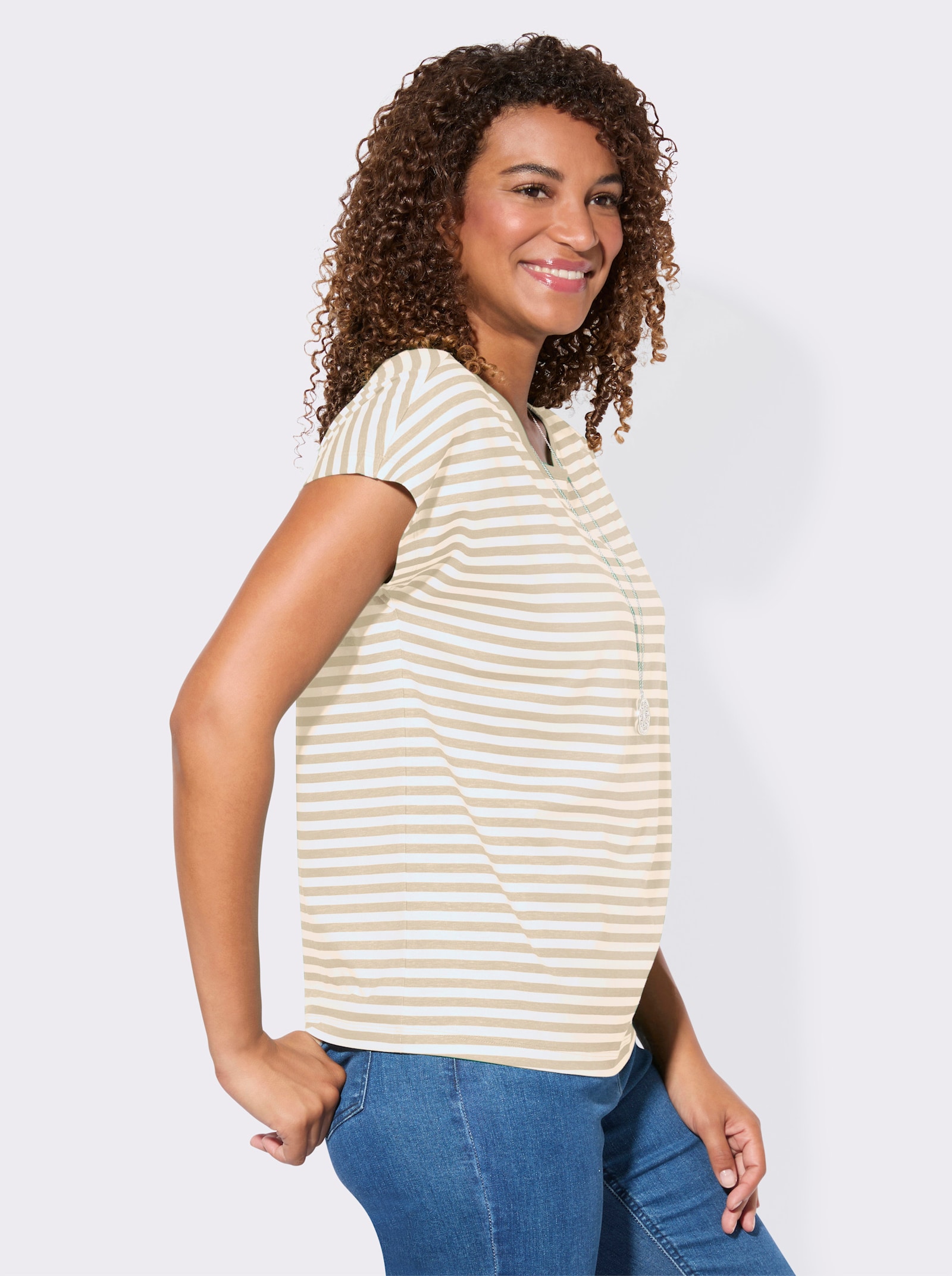 Shirt-Set mit überschnittenen Schultern - sand