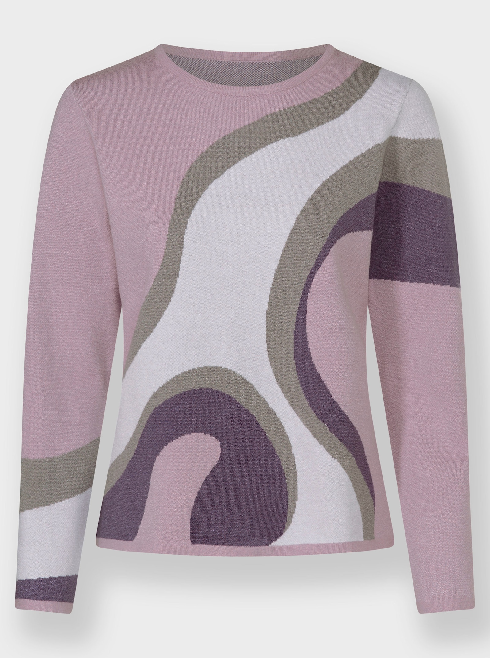 Strickpullover in Jacquard-Strick - feige-mauve-gemustert