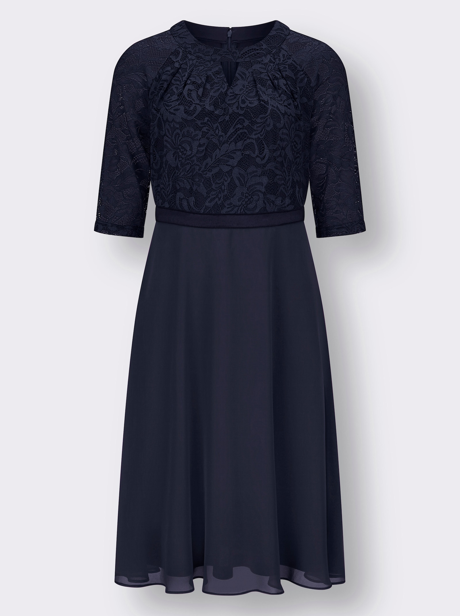 Spitzenkleid mit weitem Rockteil - marine