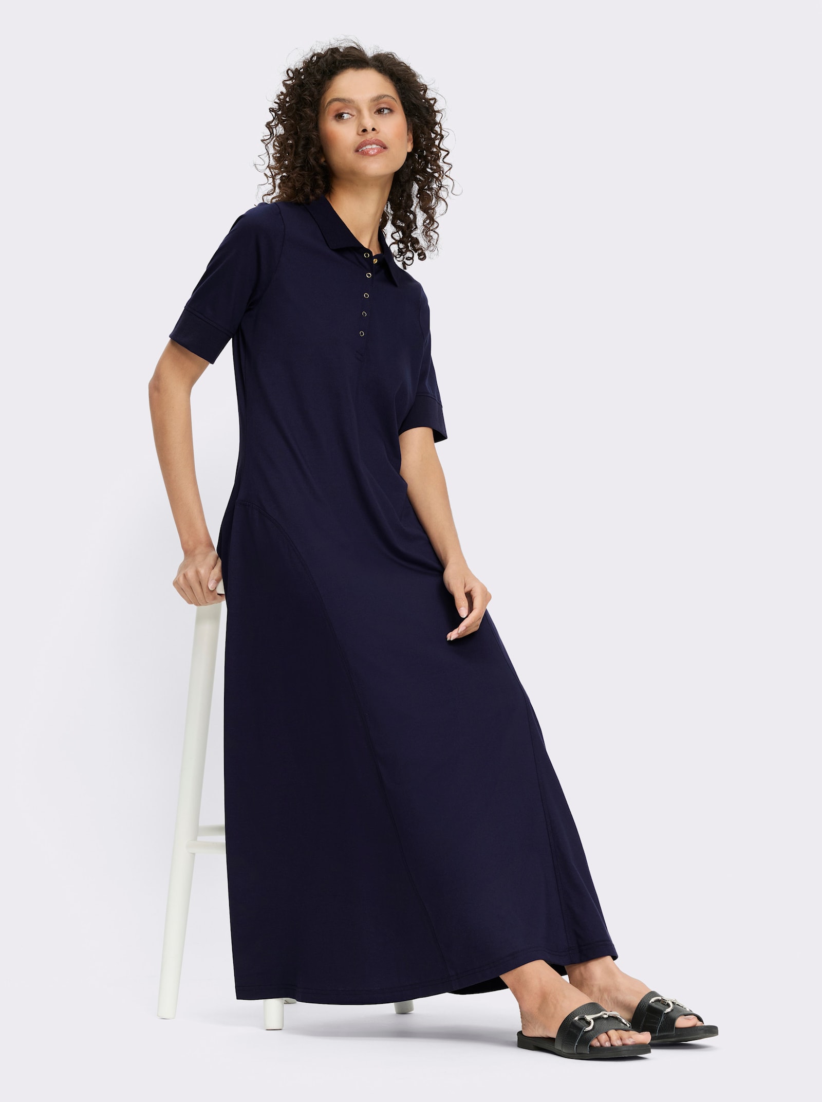 heine Polokleid mit Druckknöpfen - marine