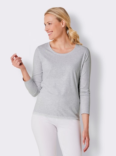 wäschepur Schlafanzug-Shirt - hellgrau-meliert