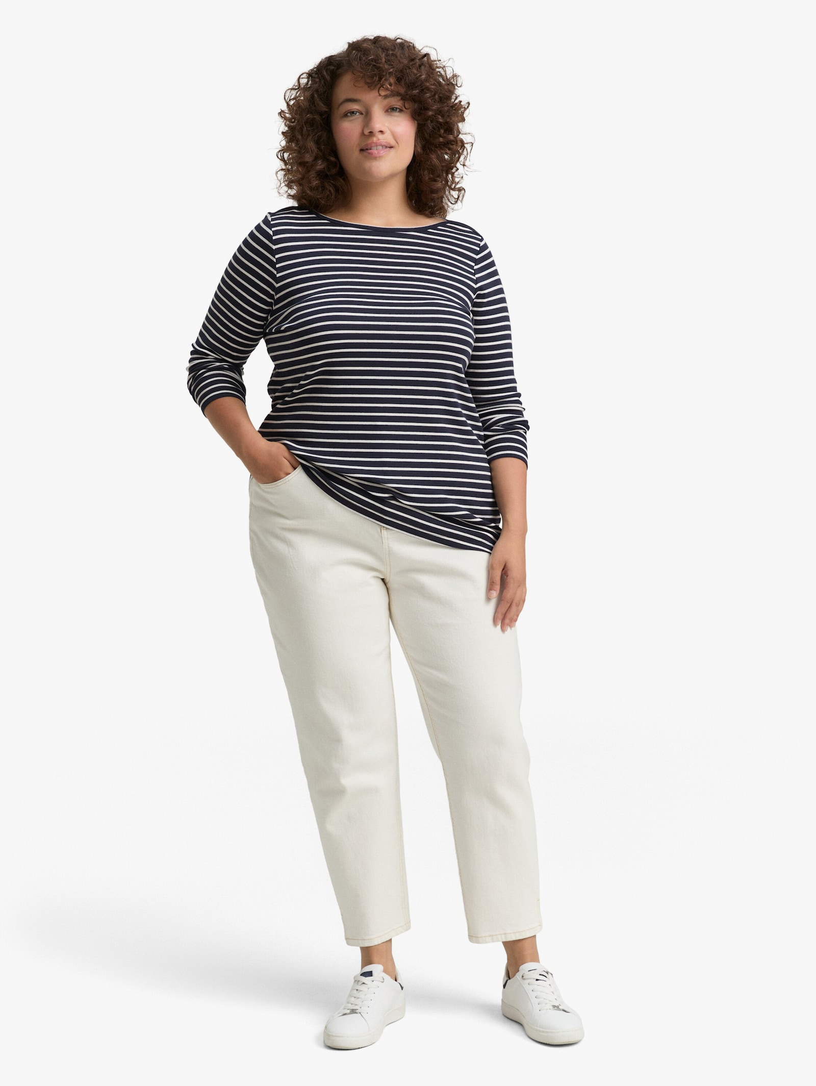 Langarmshirt - navy offwhite tee stripe
