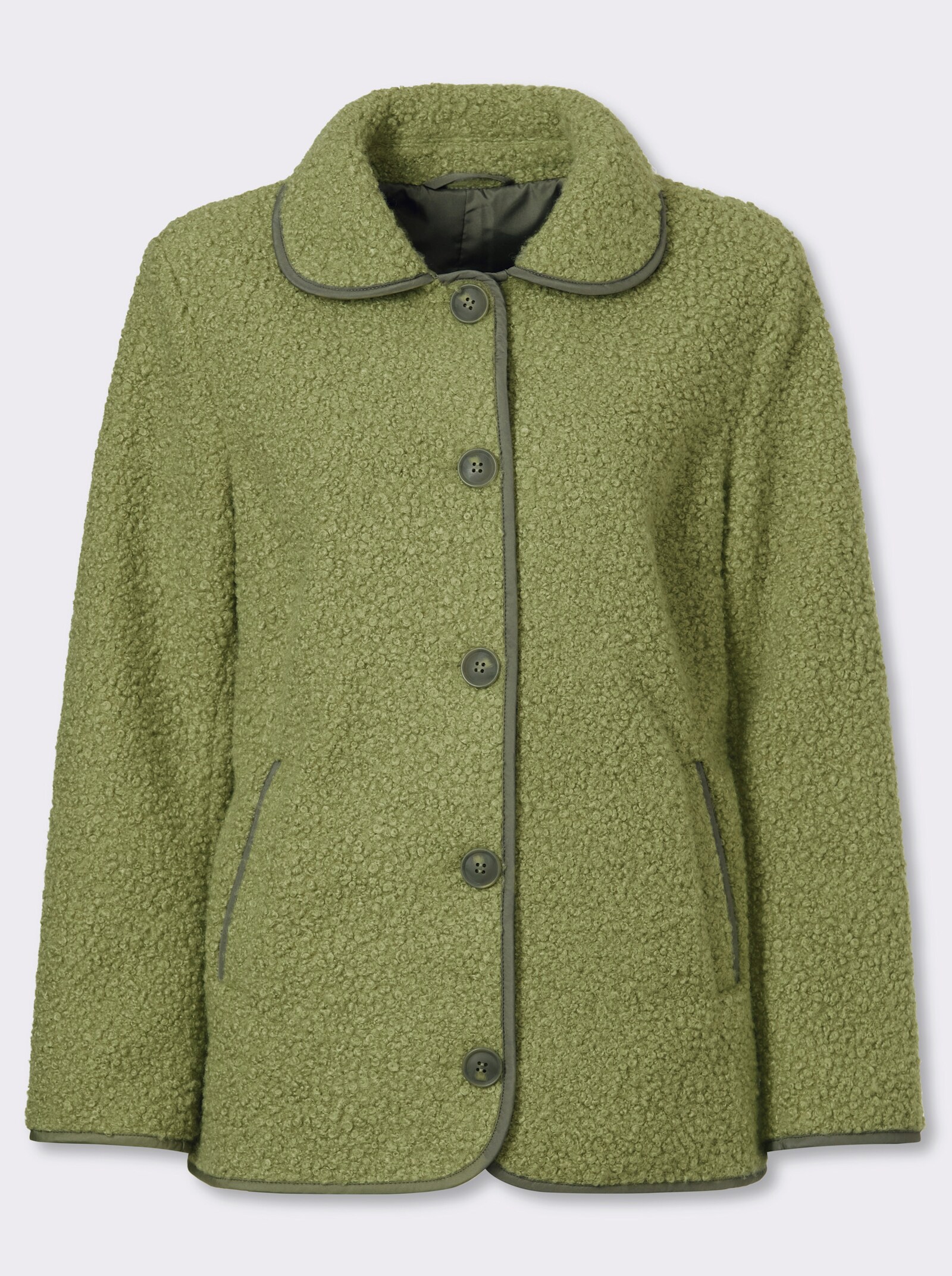 Boucléjacke mit Innenfutter - schilf