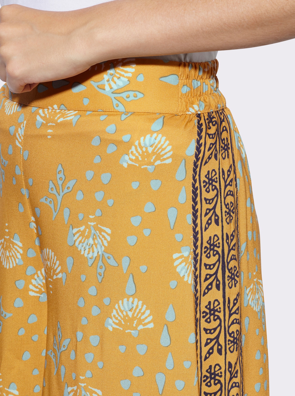 heine Pantalon - ocre-écru imprimé
