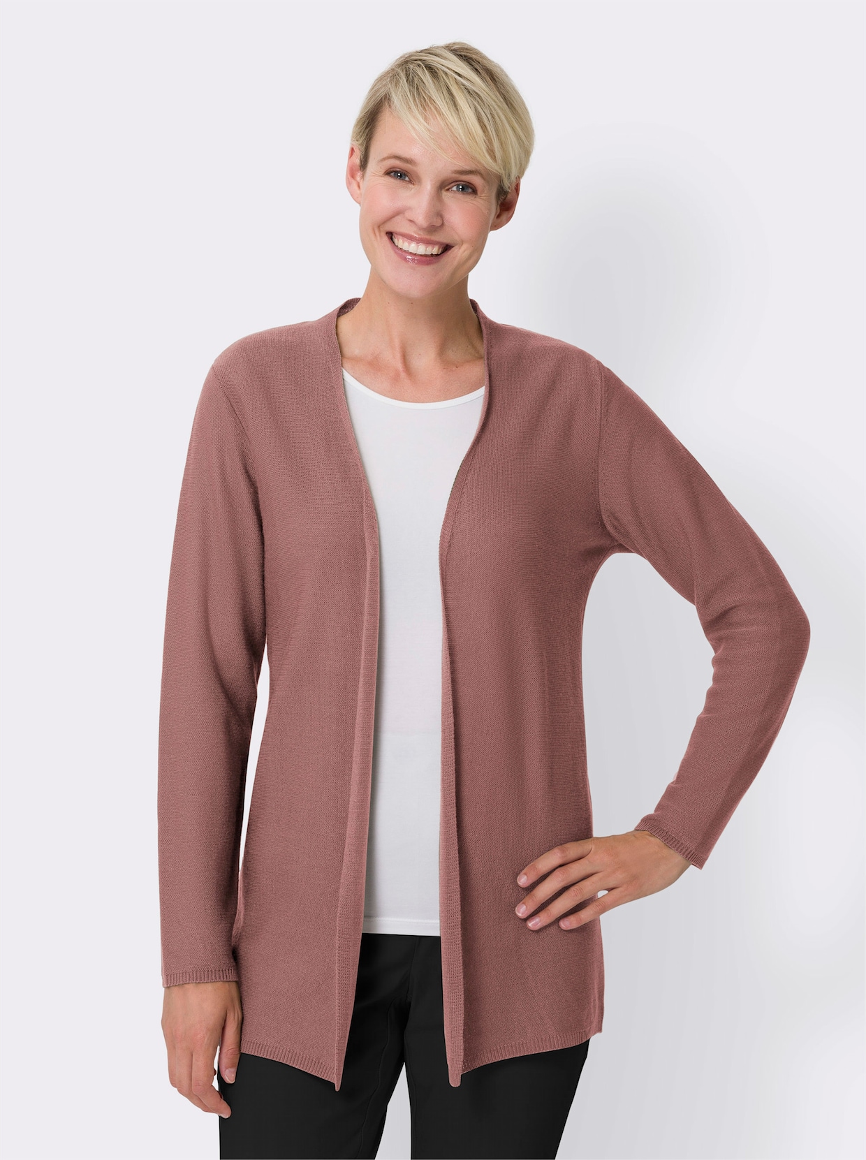 Dlhý pletený sveter - ružové drevo