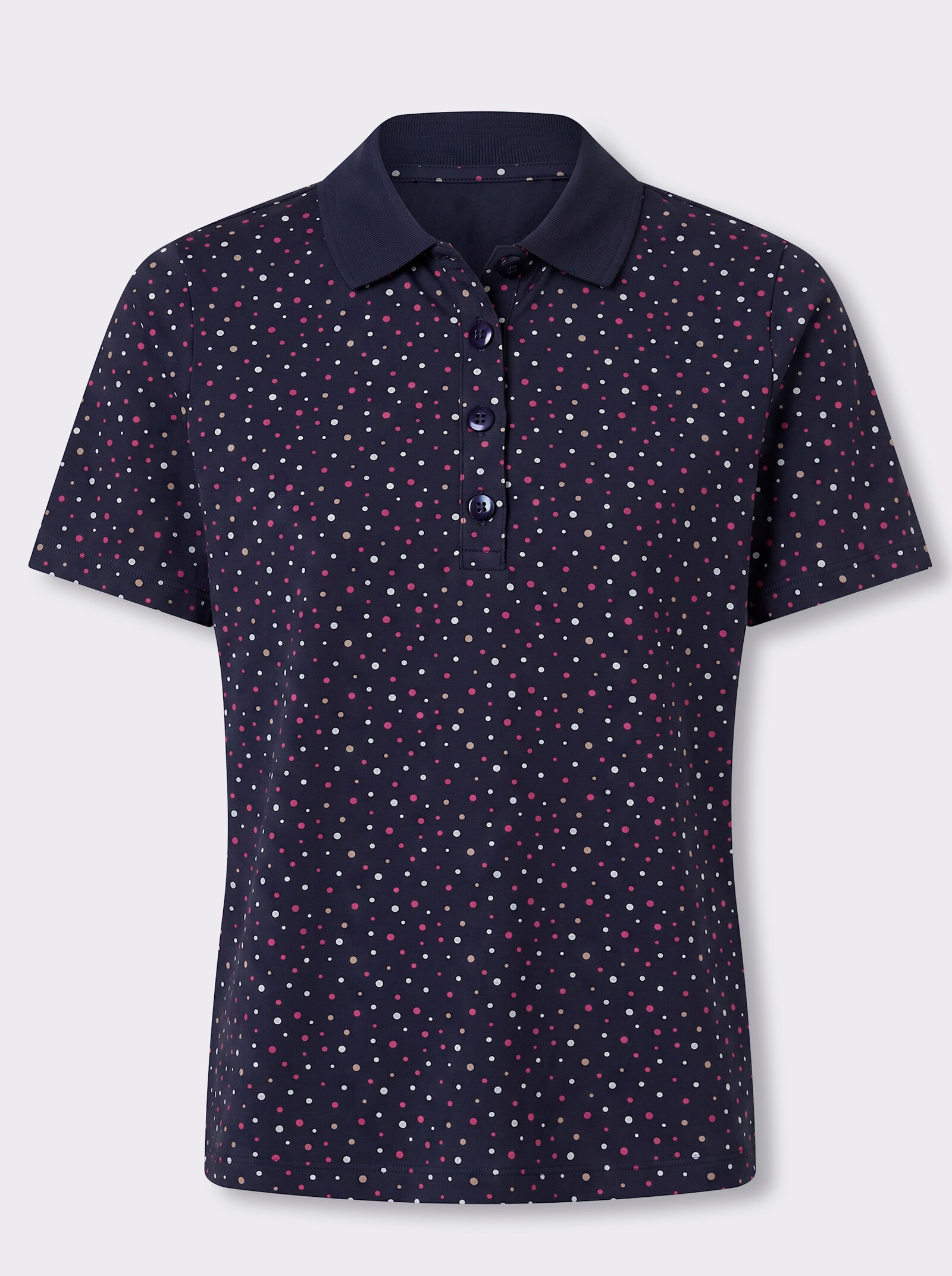 Poloshirt im Tupfen-Dessin - marine-fuchsia-getupft