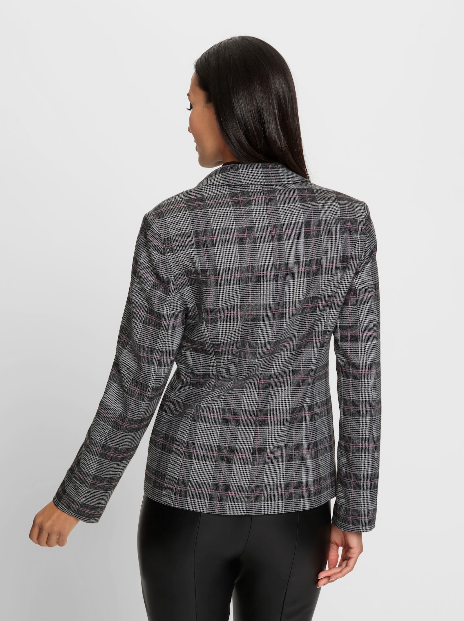 heine Blazer met geweven ruit - antraciet/pink geruit