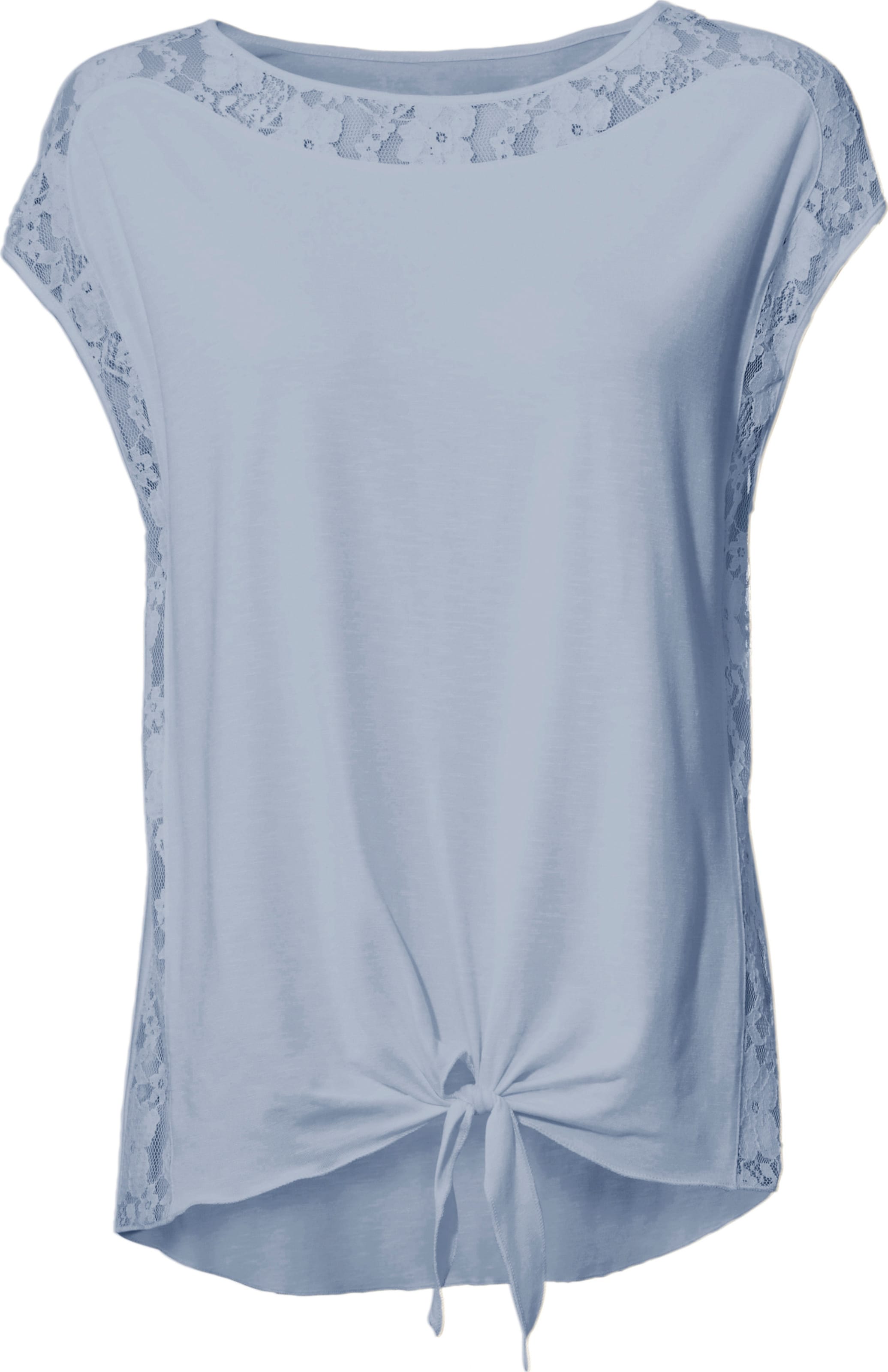 Spitzen Shirt günstig Kaufen-Spitzen-Shirt in bleu von heine. Spitzen-Shirt in bleu von heine <![CDATA[Spitzen-Shirt Im romantisch-verspielten Look. Aus fein fließendem Material. Mit leicht überschnittenen Schultern und Kurzarm.]]>. 