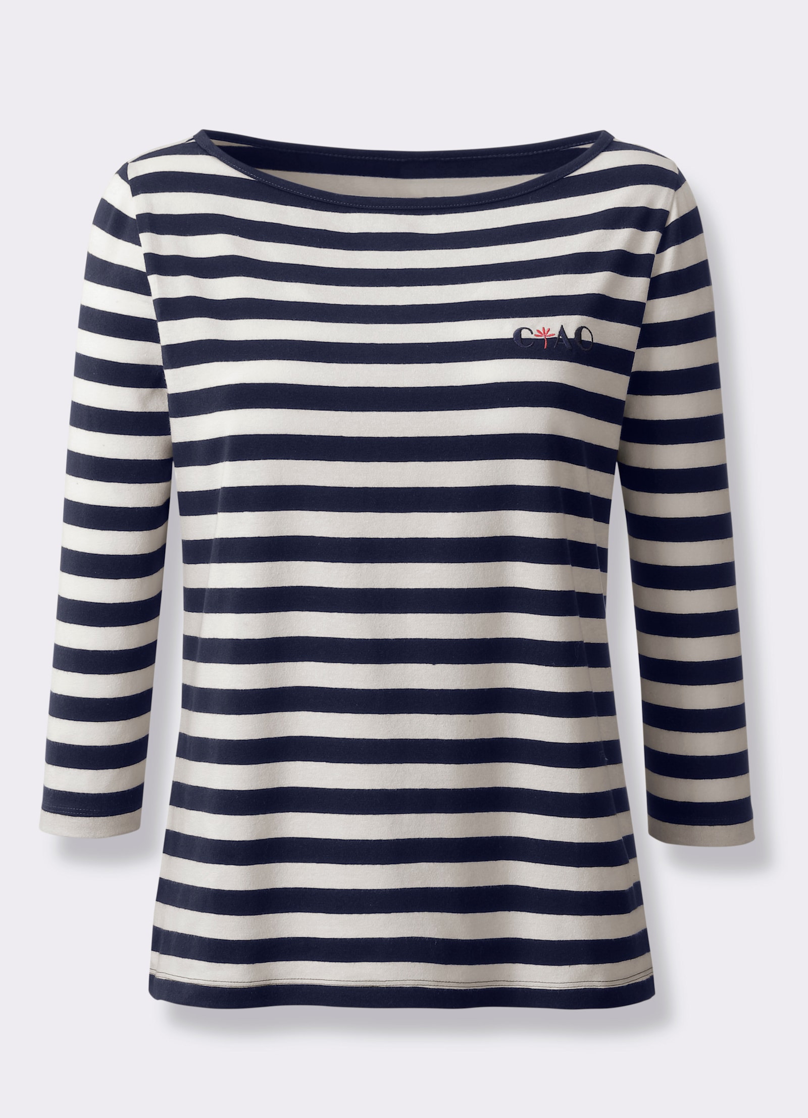 heine Streepjesshirt met boothals - marine/ecru gestreept