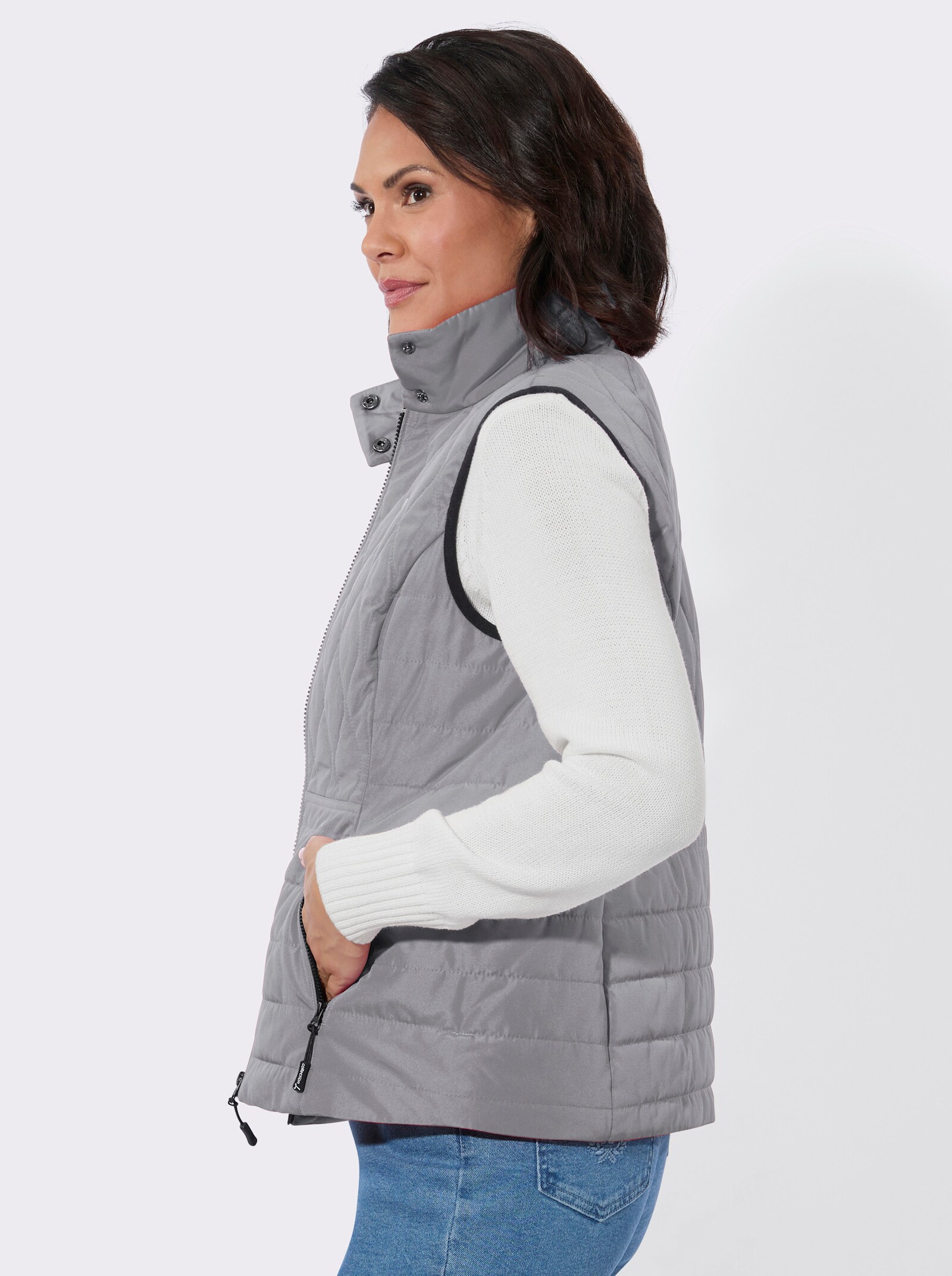 Steppweste in kontrastreicher Verarbeitung - steingrau