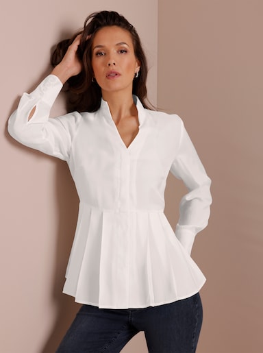 CREATION L PREMIUM Bluse mit Stehkragen - ecru