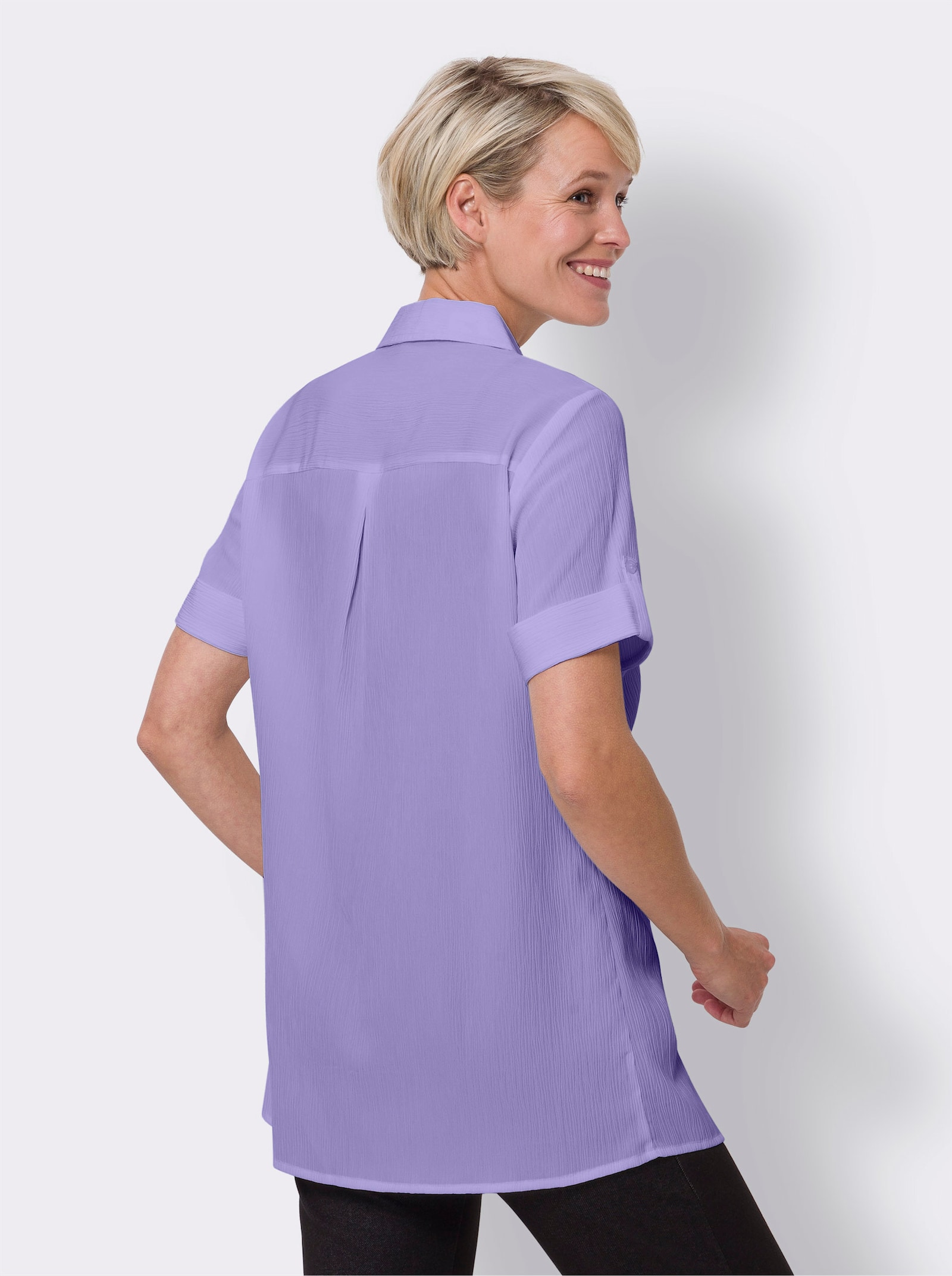 Longbluse in Crêpe-Qualität - lavendel