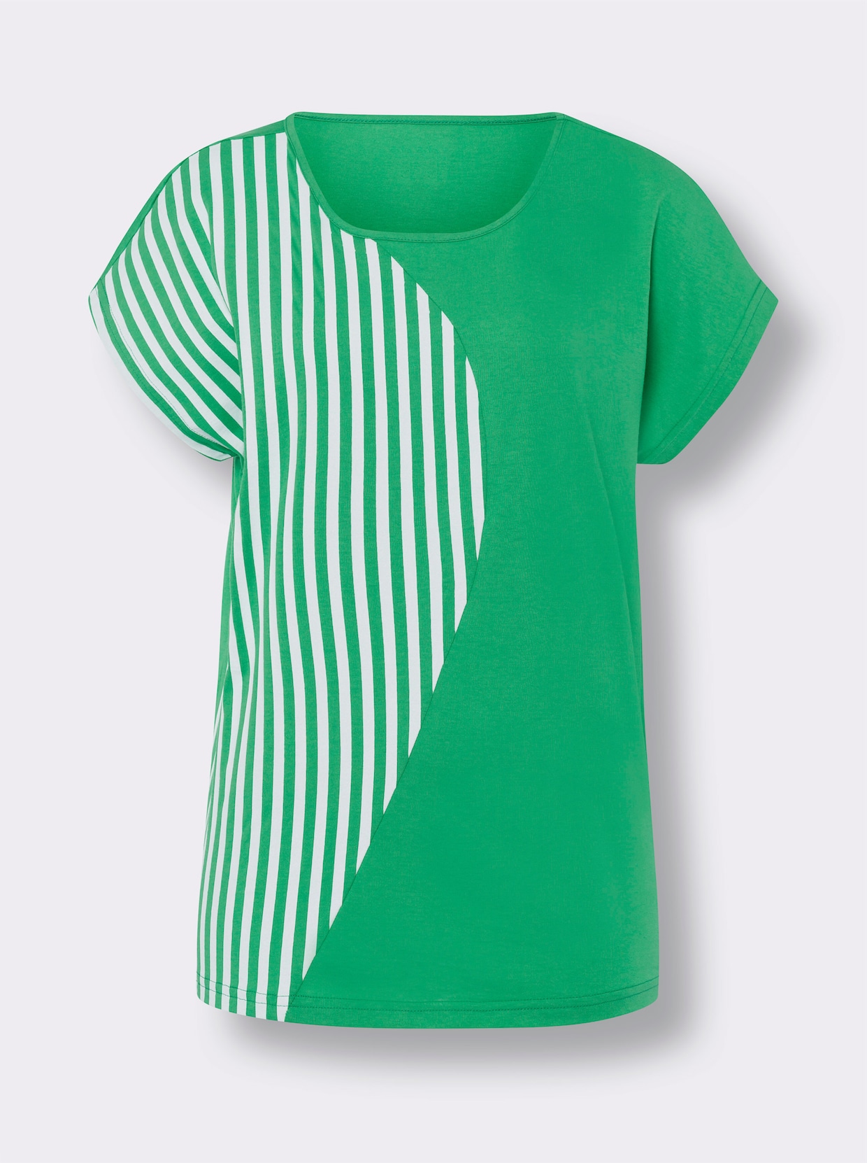 Streifenshirt - grasgrün-weiss
