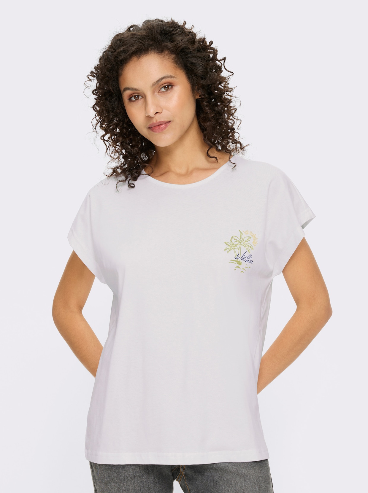 heine T-shirt à manches courtes - blanc-bleu jean imprimé