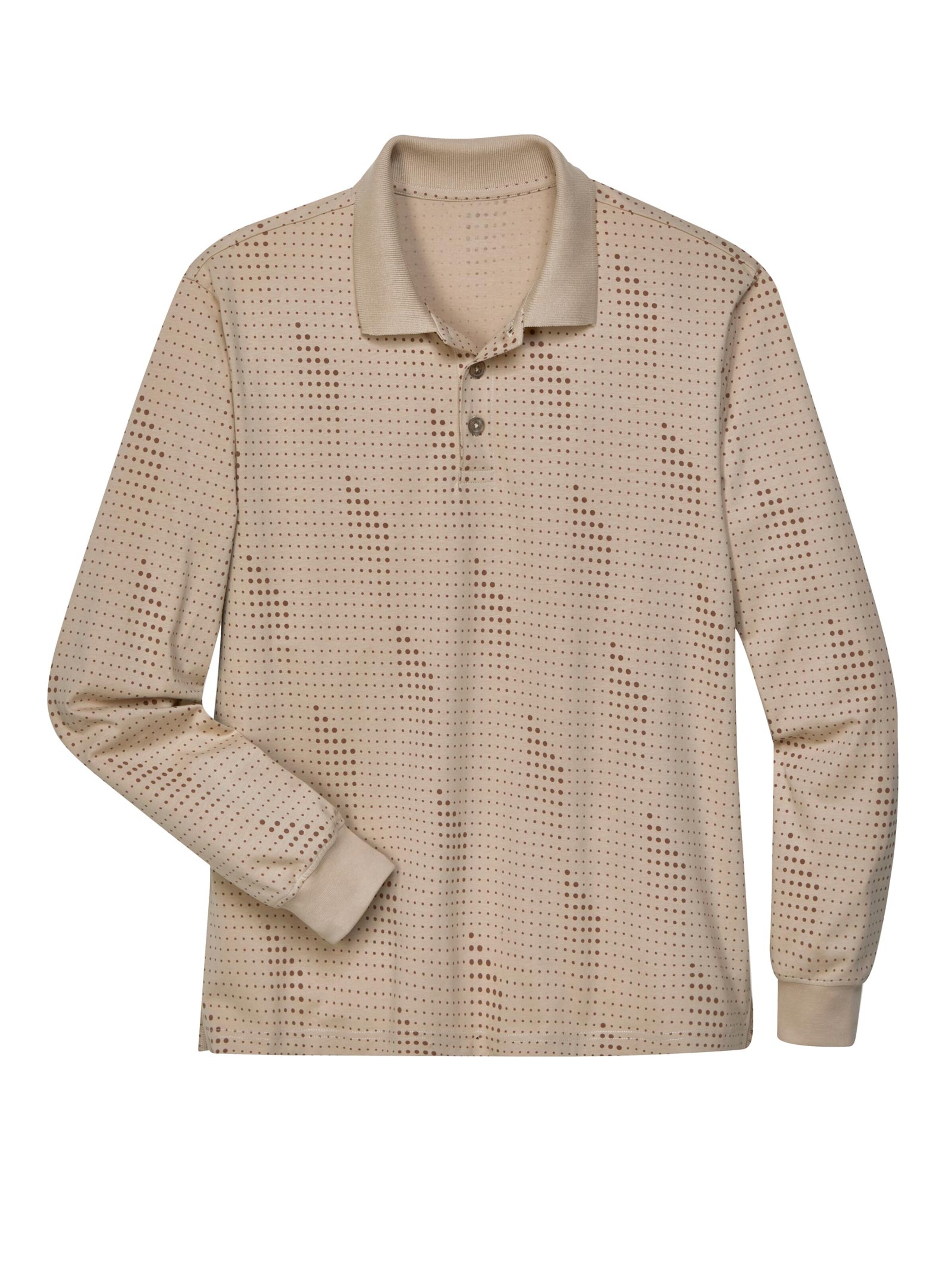 Poloshirt - beige-braun-bedruckt