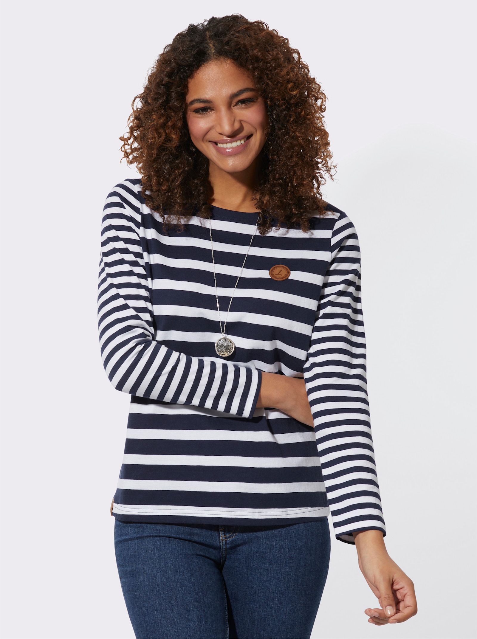 Shirt met streepjespatroon - marine/wit gestreept