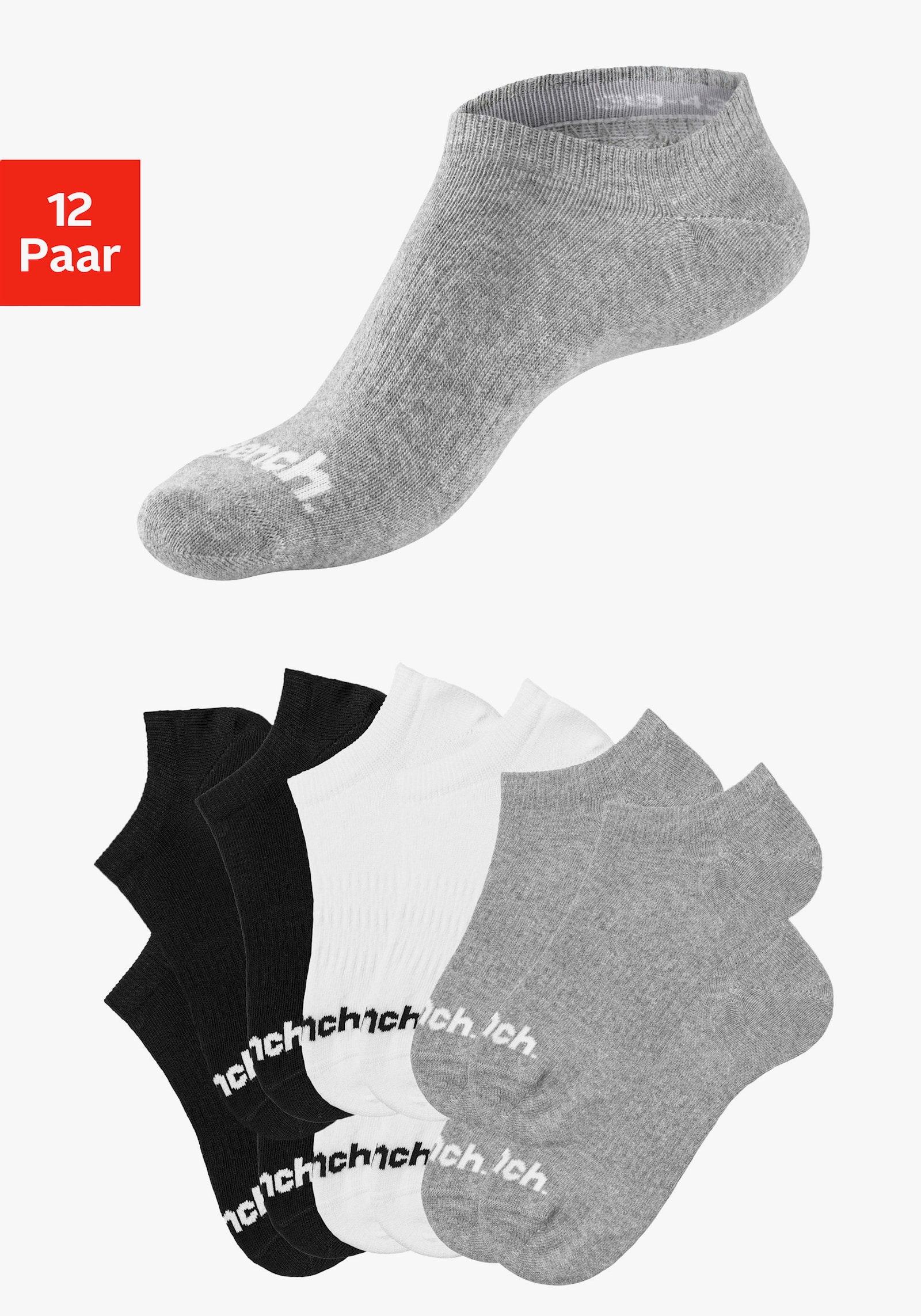Bench. Sportsocken - 4x schwarz, 4x weiß, 4x grau-meliert