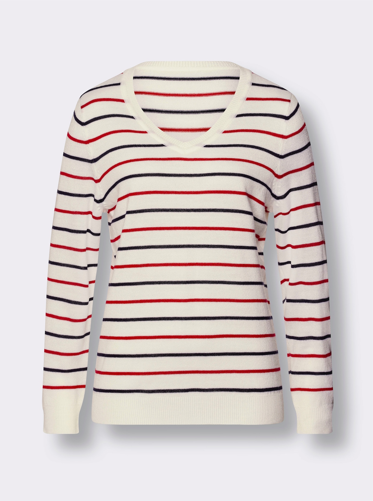 Pullover - wit/rood gestreept