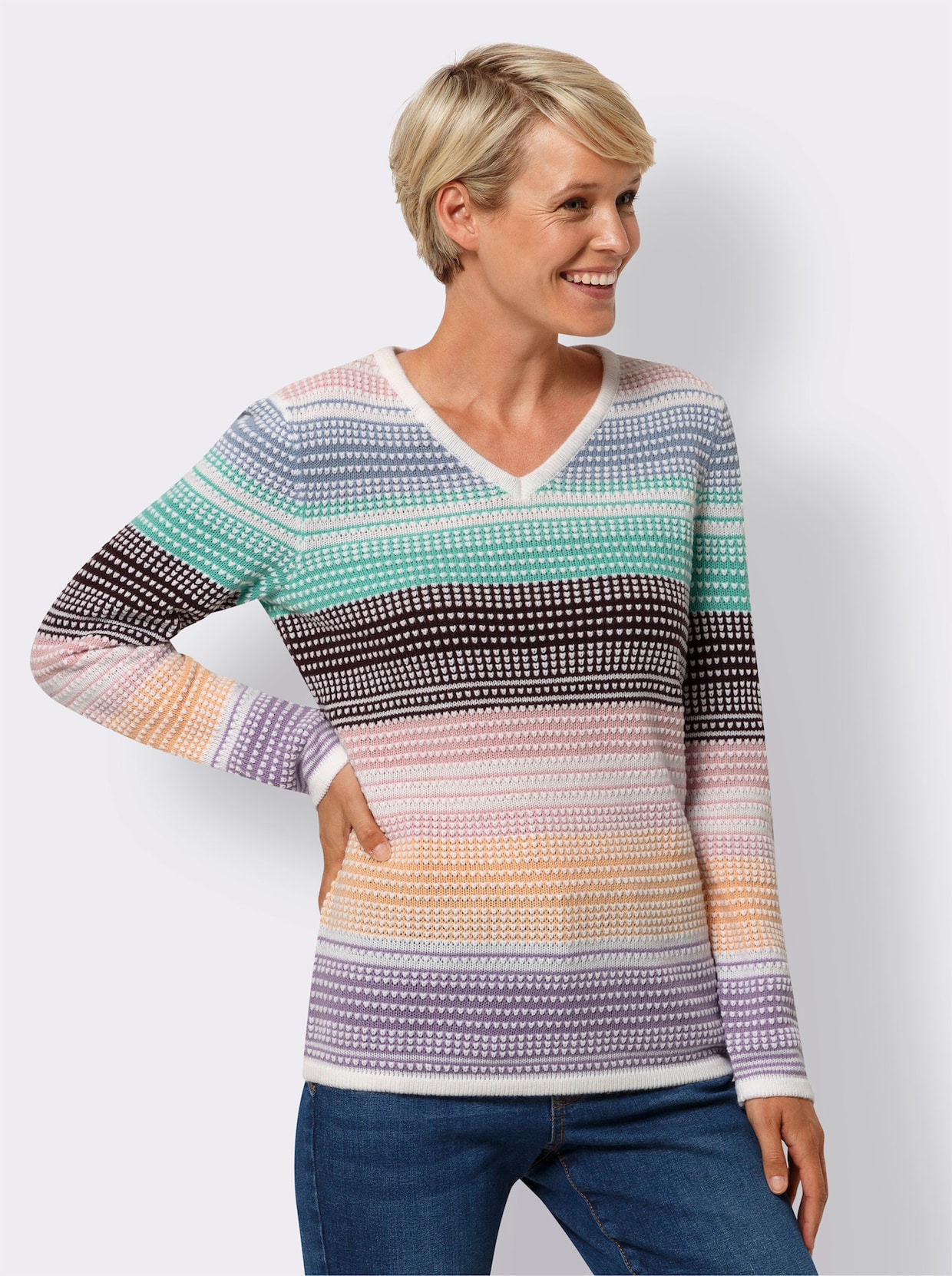 Pullover met lange mouwen - roze/blue gedessineerd