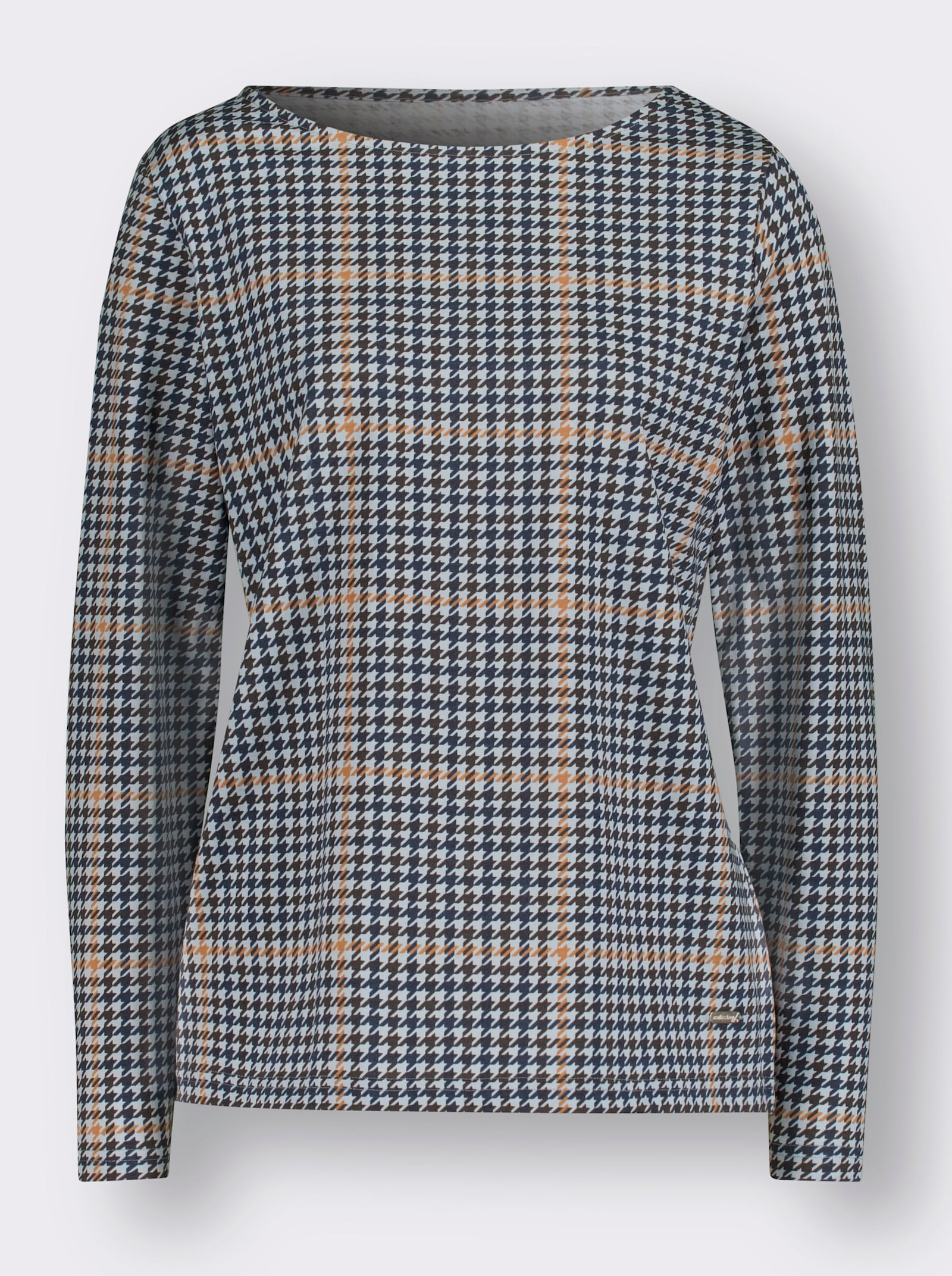 Langarmshirt im Hahnentritt-Dessin - hellblau-gemustert