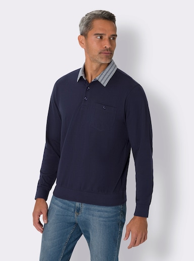 Langarm-Poloshirt - marine