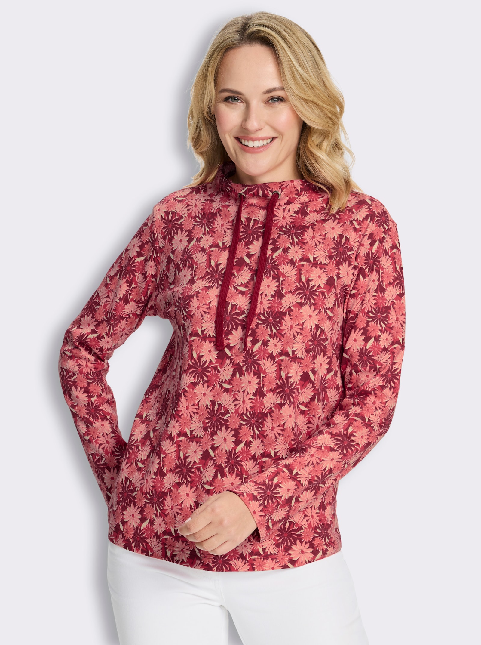 Sweatshirt im Blütenmuster - flamingo-kirsche-bedruckt