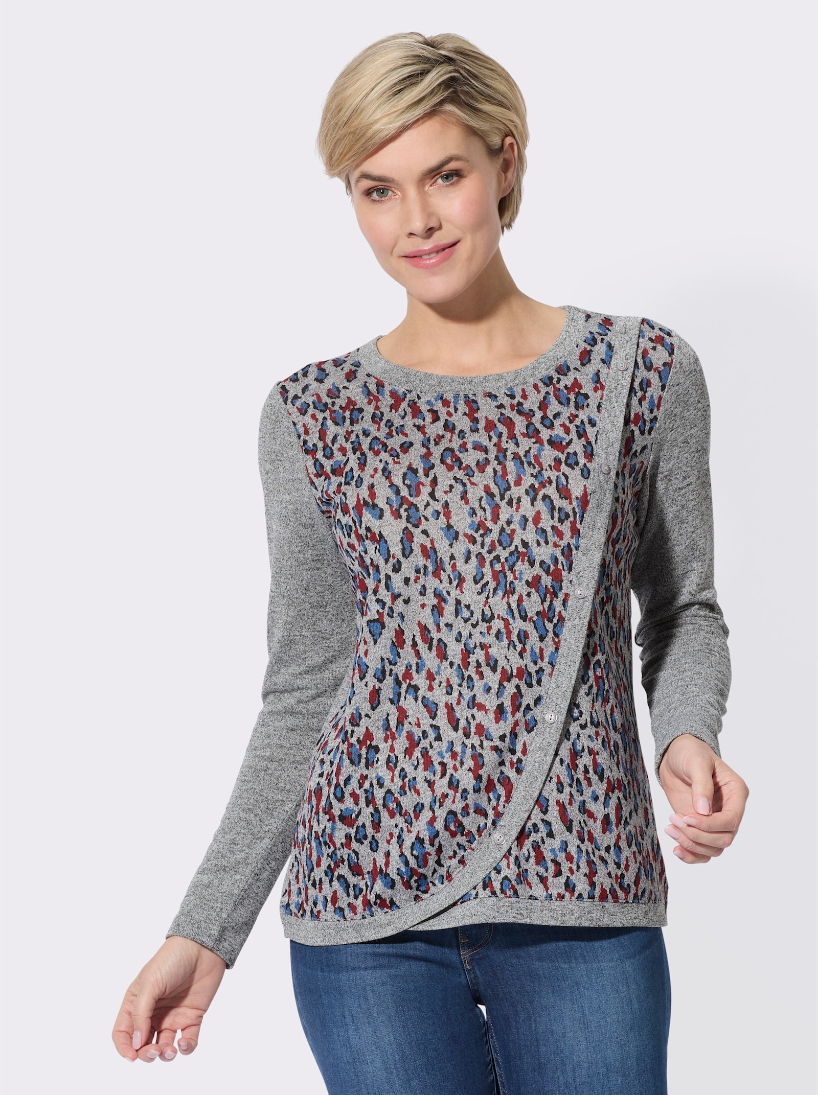 Shirt met lange mouwen - grijs gemêleerd