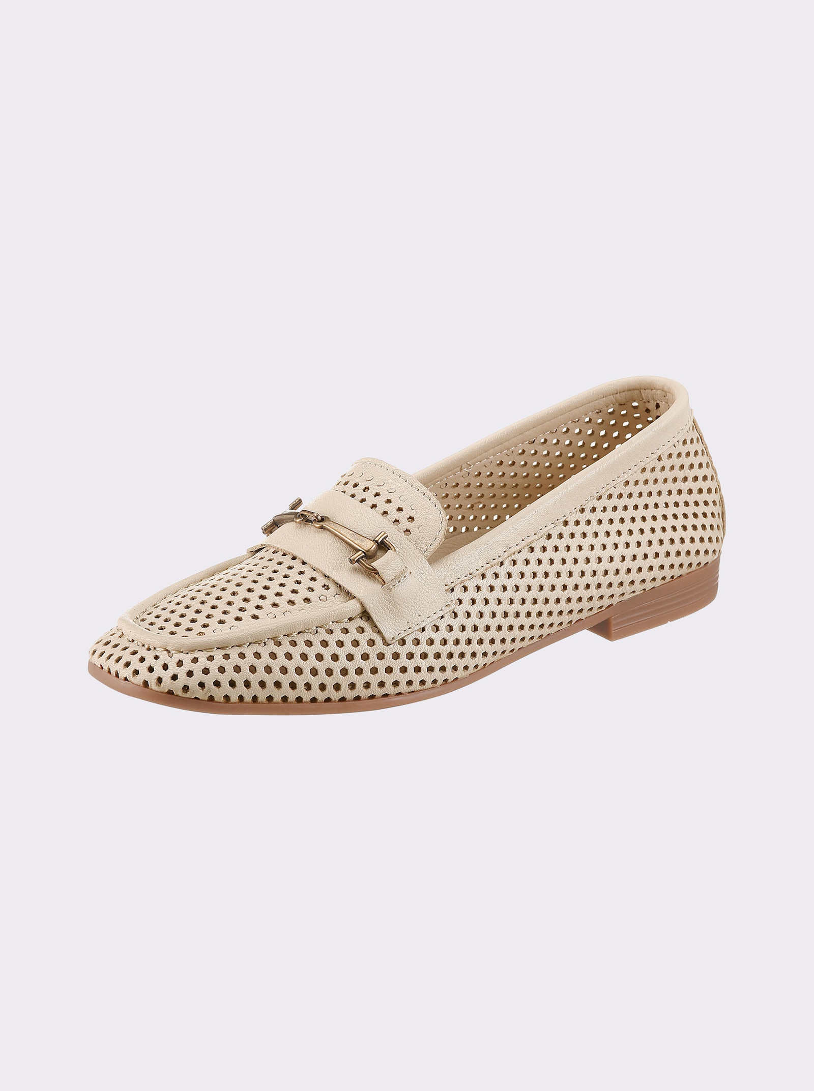 Andrea Conti Slipper mit feinem Lochmuster - creme
