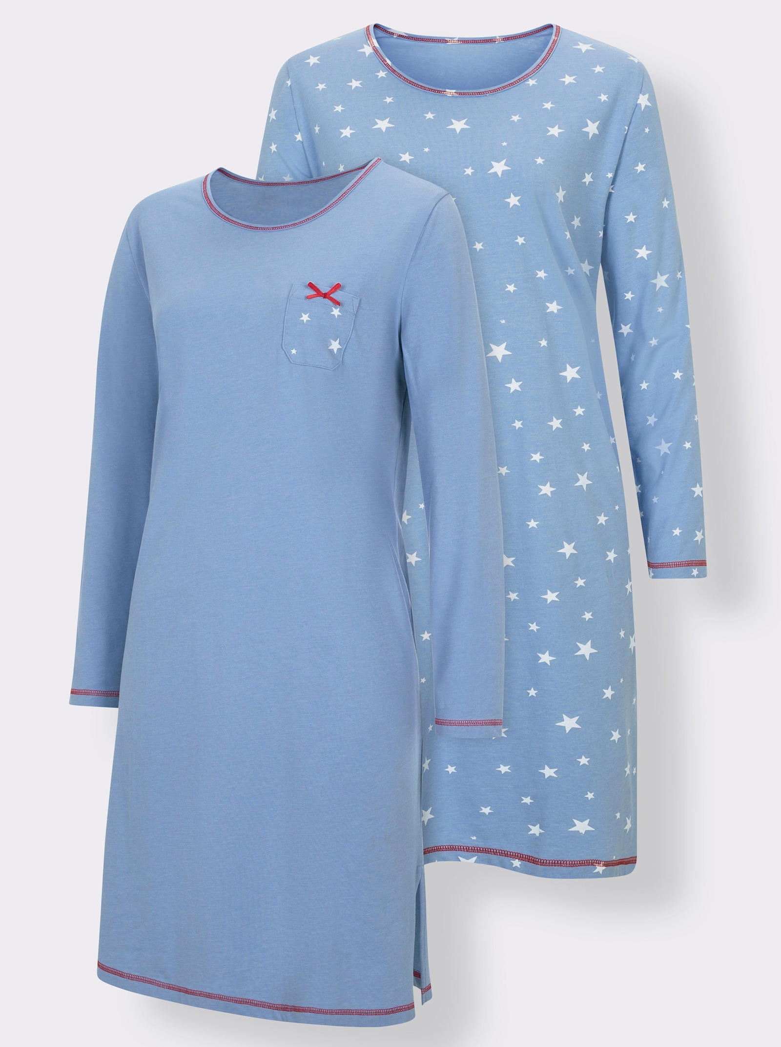 wäschepur Sleepshirts mit Sternchen-Motiven - blau-bedruckt + blau