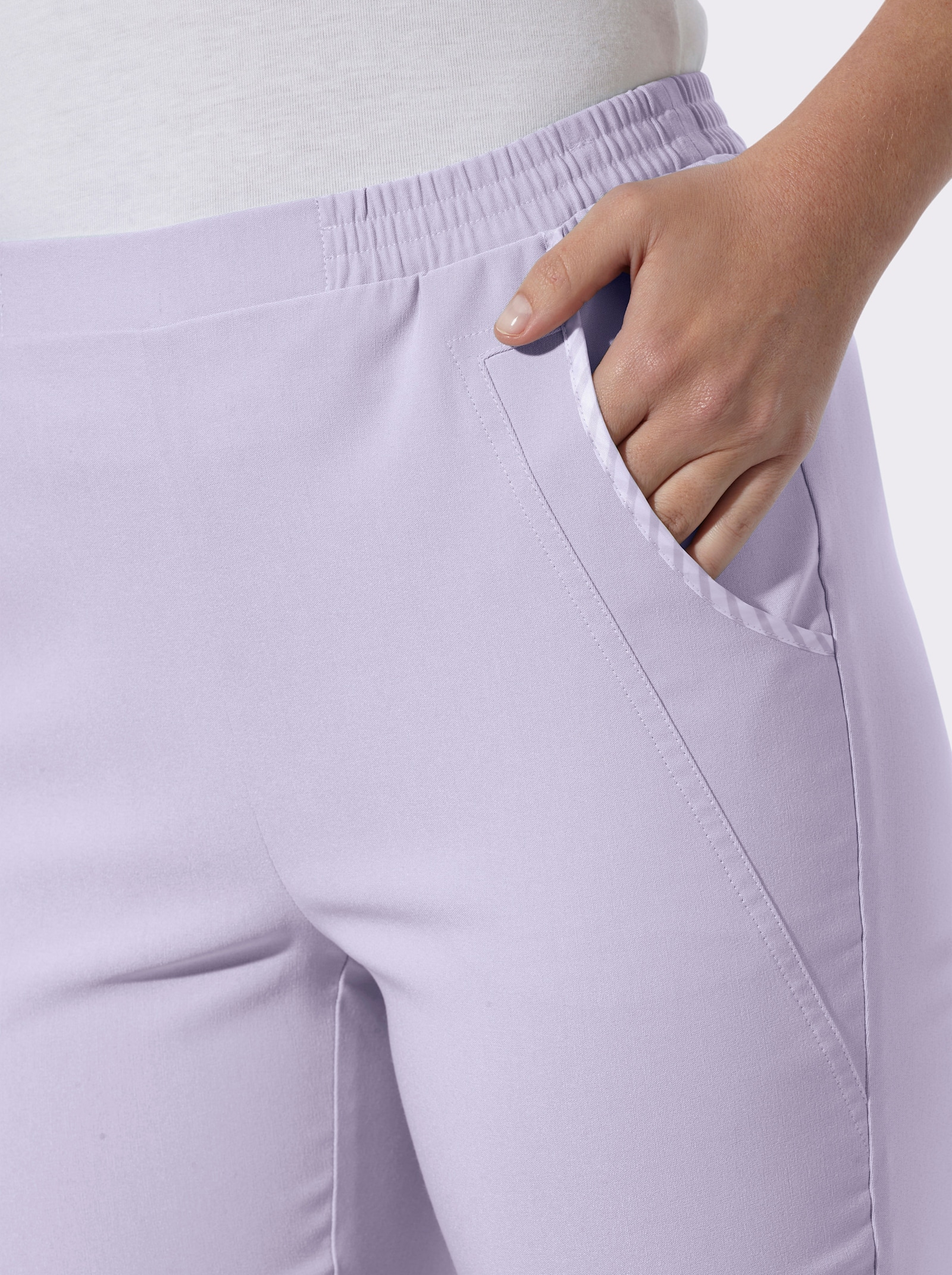 Capribroek met contraststrepen - lila