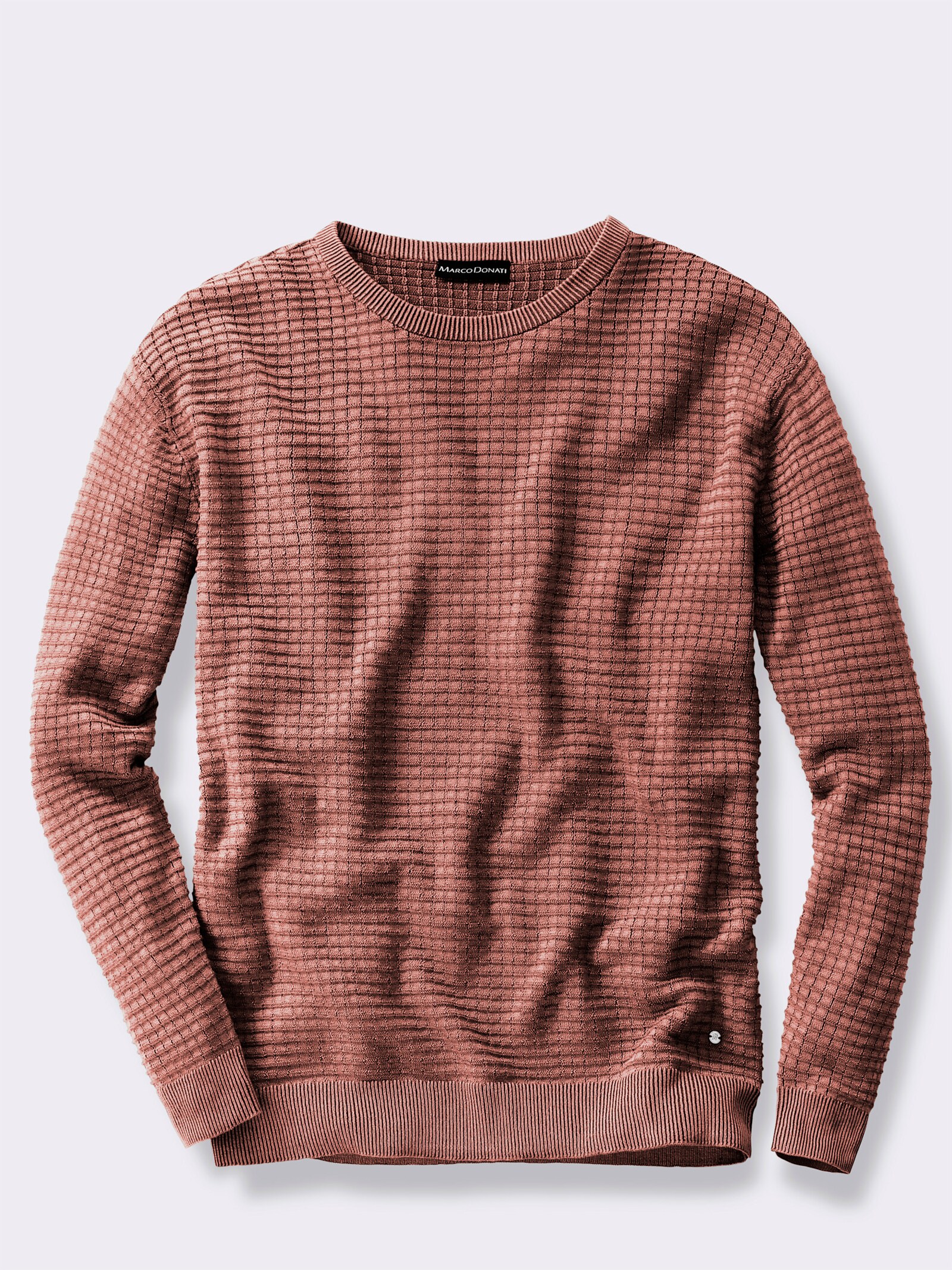 Marco Donati Rundhalspullover mit Strukturmuster - rosenholz-anthrazit