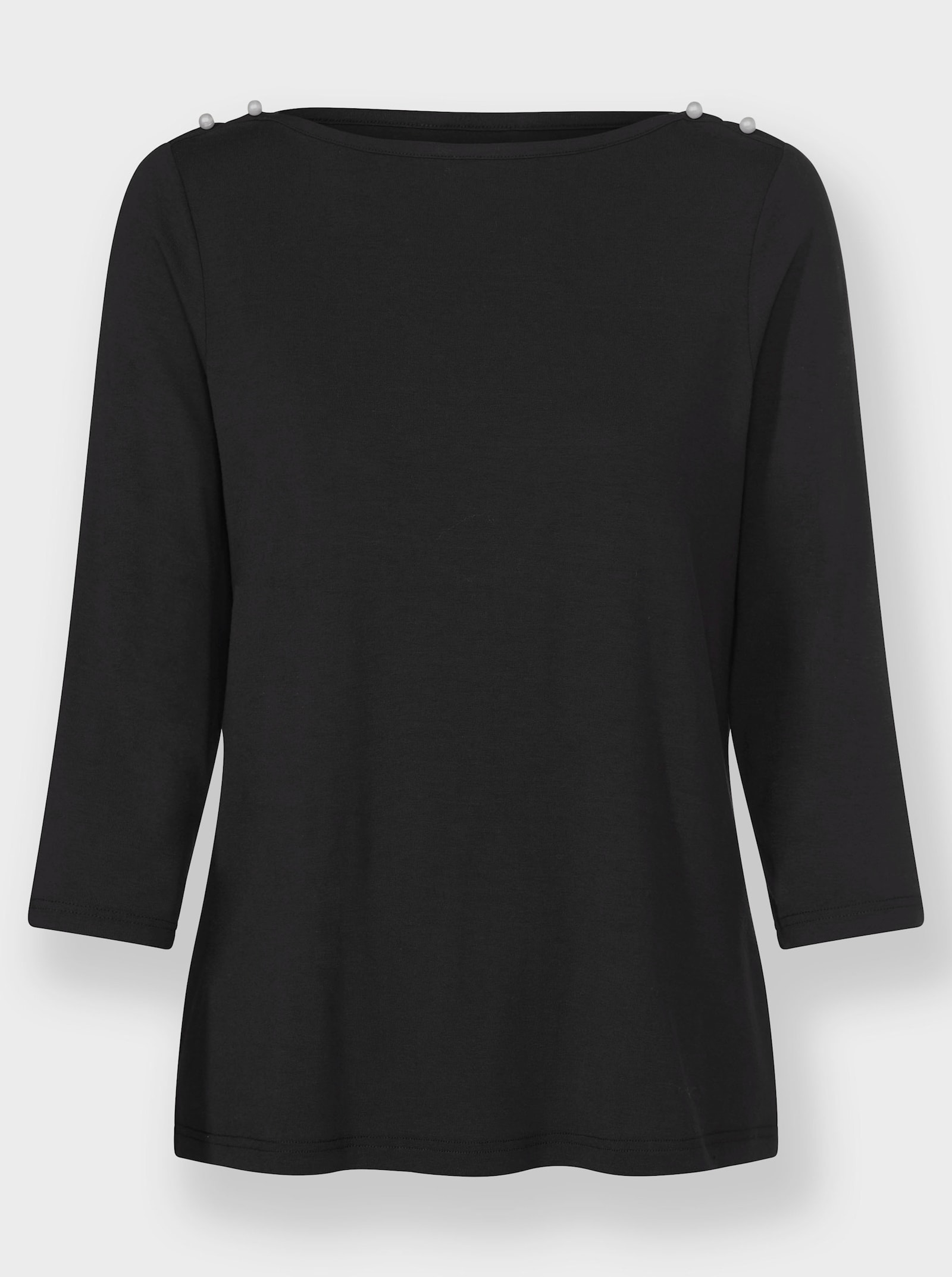3/4-Arm-Shirt mit Zierperlen - schwarz
