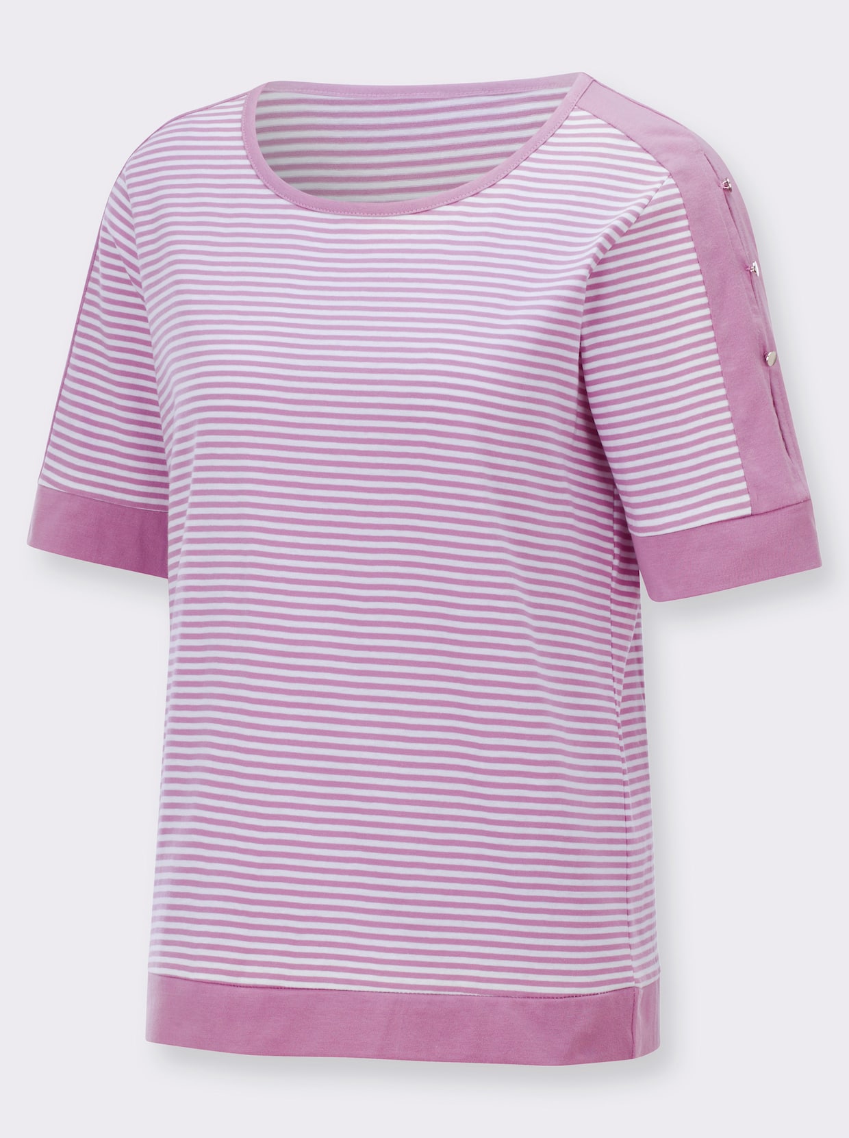 Ringelshirt - orchidee-weiß-geringelt