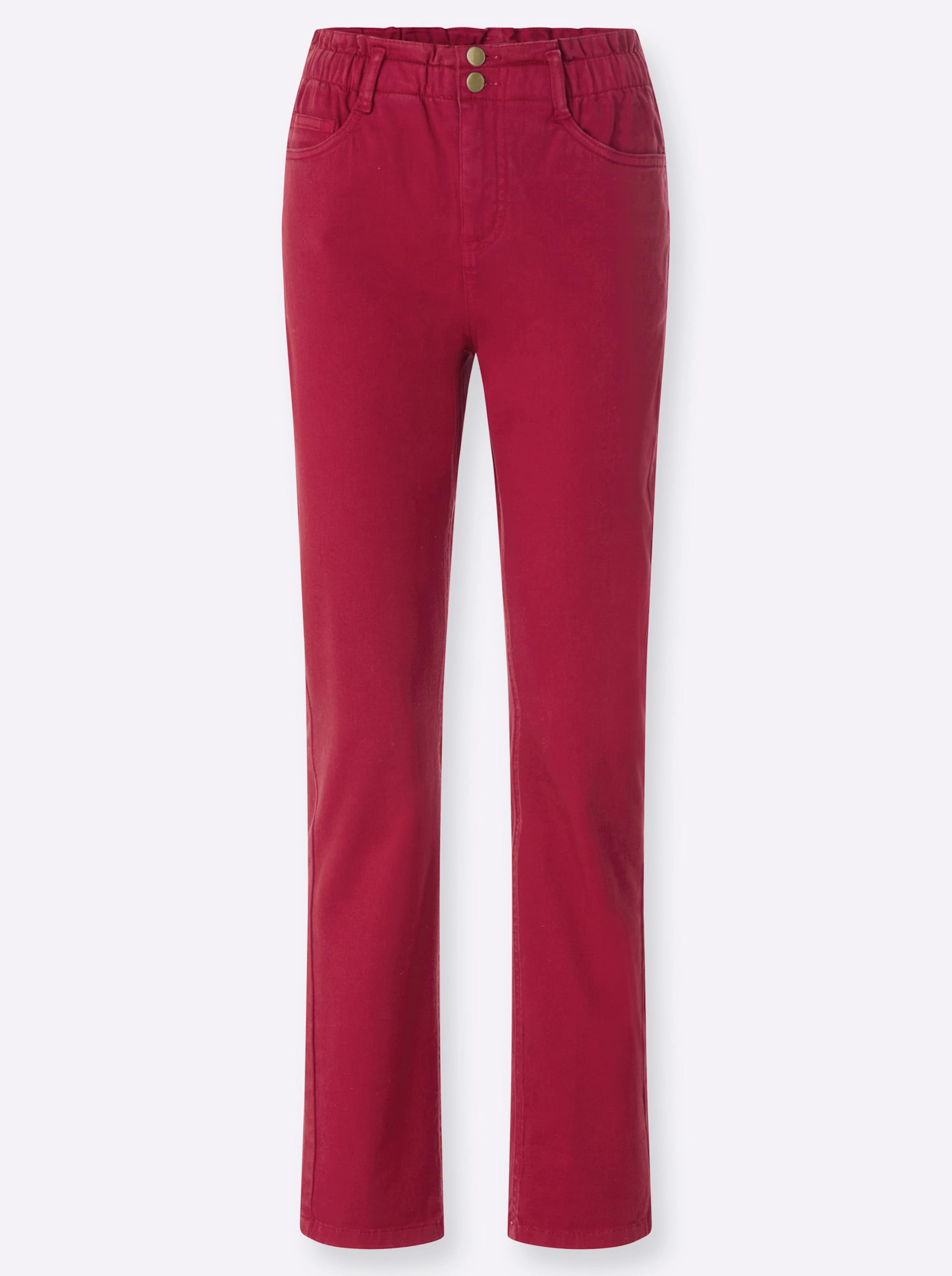 Classic Basics Damen Dunkelrot Bequeme Jeans Gr. 50, Normalgrößen, Rot (Kirsche), 97% Baumwolle, 3% Elasthan, Unifarben, Lang, Jeans - Bild 2