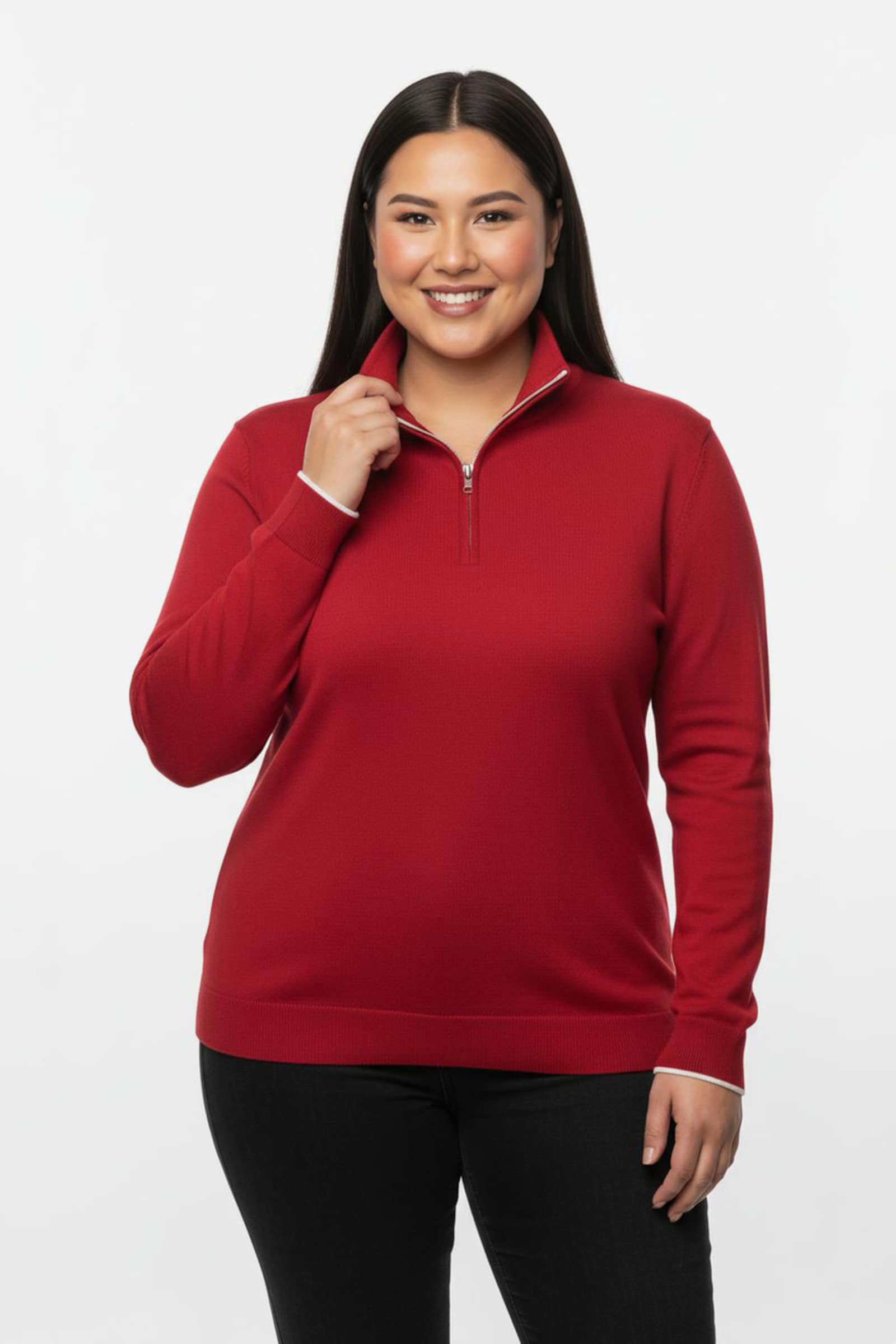 Troyer mit kurzem Reißverschluss - rot